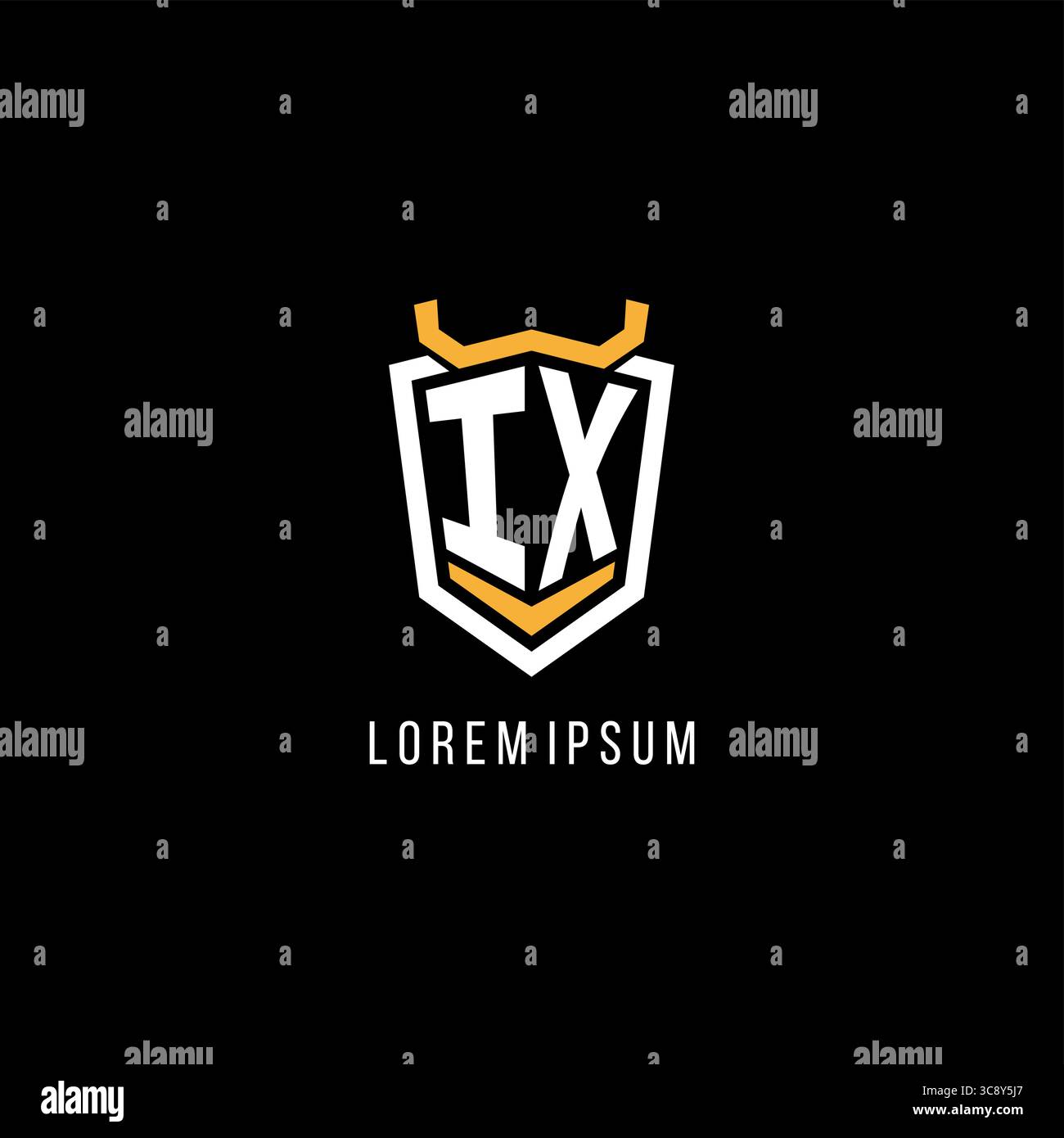Initial IX geometric shield esport logo monogram design style vector graphic Stock Vector