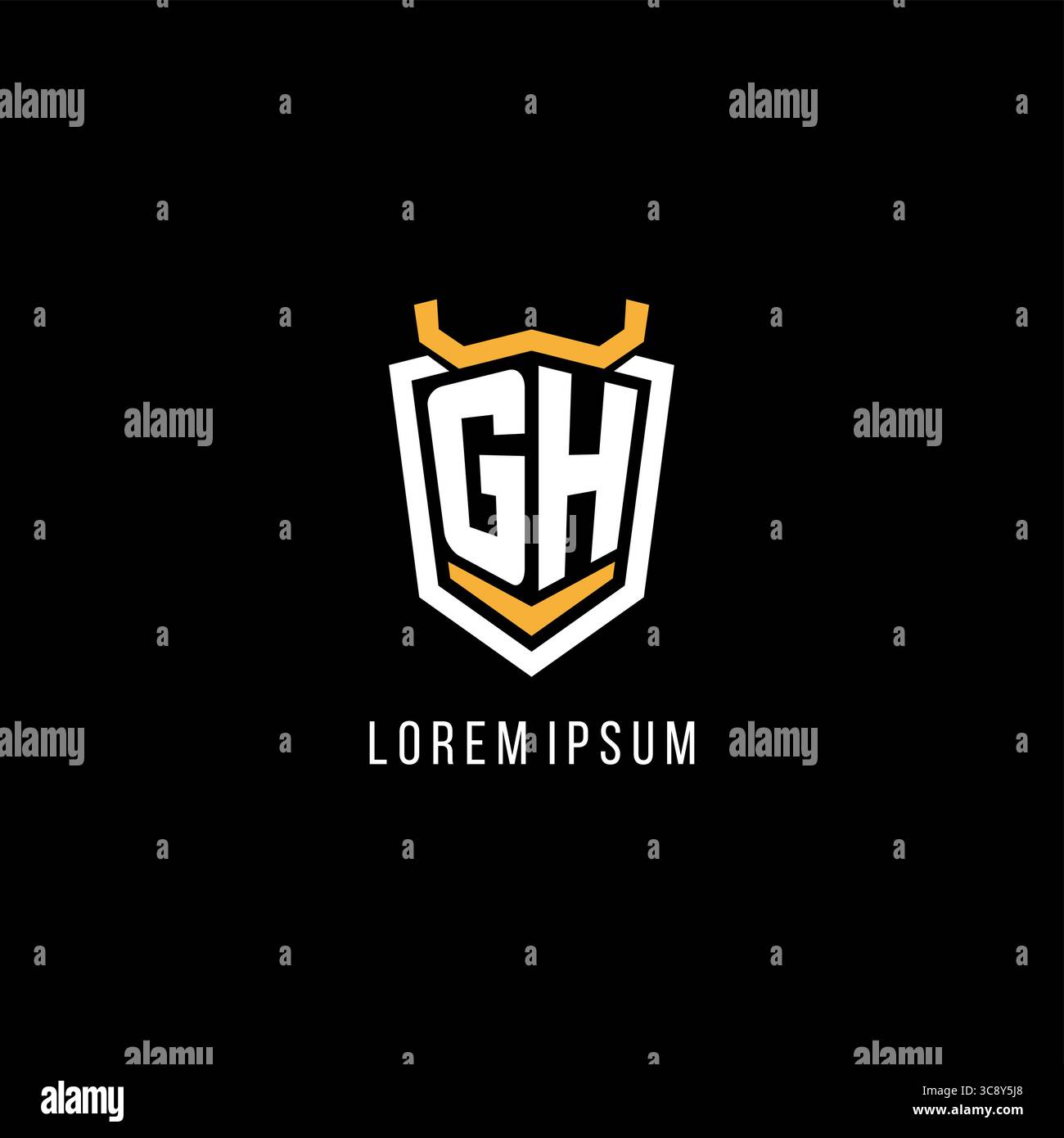 Initial GH geometric shield esport logo monogram design style vector graphic Stock Vector