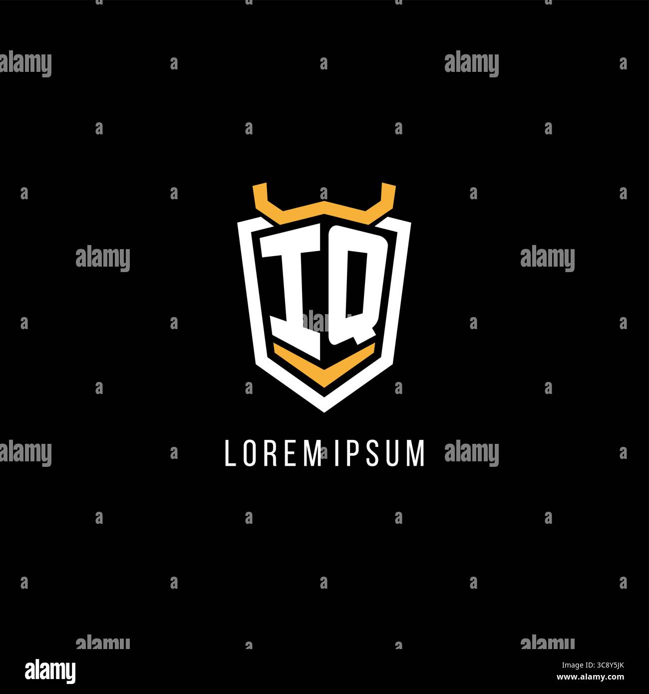 Initial IQ geometric shield esport logo monogram design style vector graphic Stock Vector