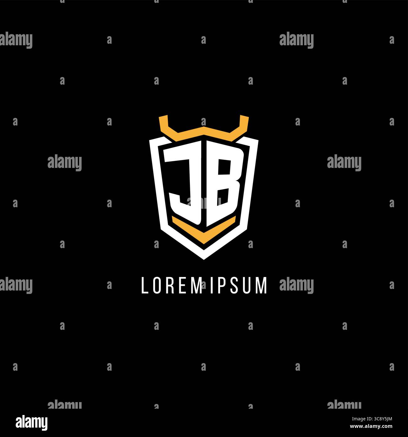 Initial JB geometric shield esport logo monogram design style vector graphic Stock Vector