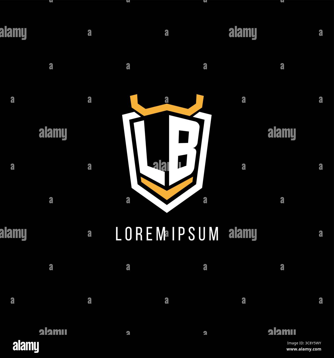 Initial LB geometric shield esport logo monogram design style vector graphic Stock Vector
