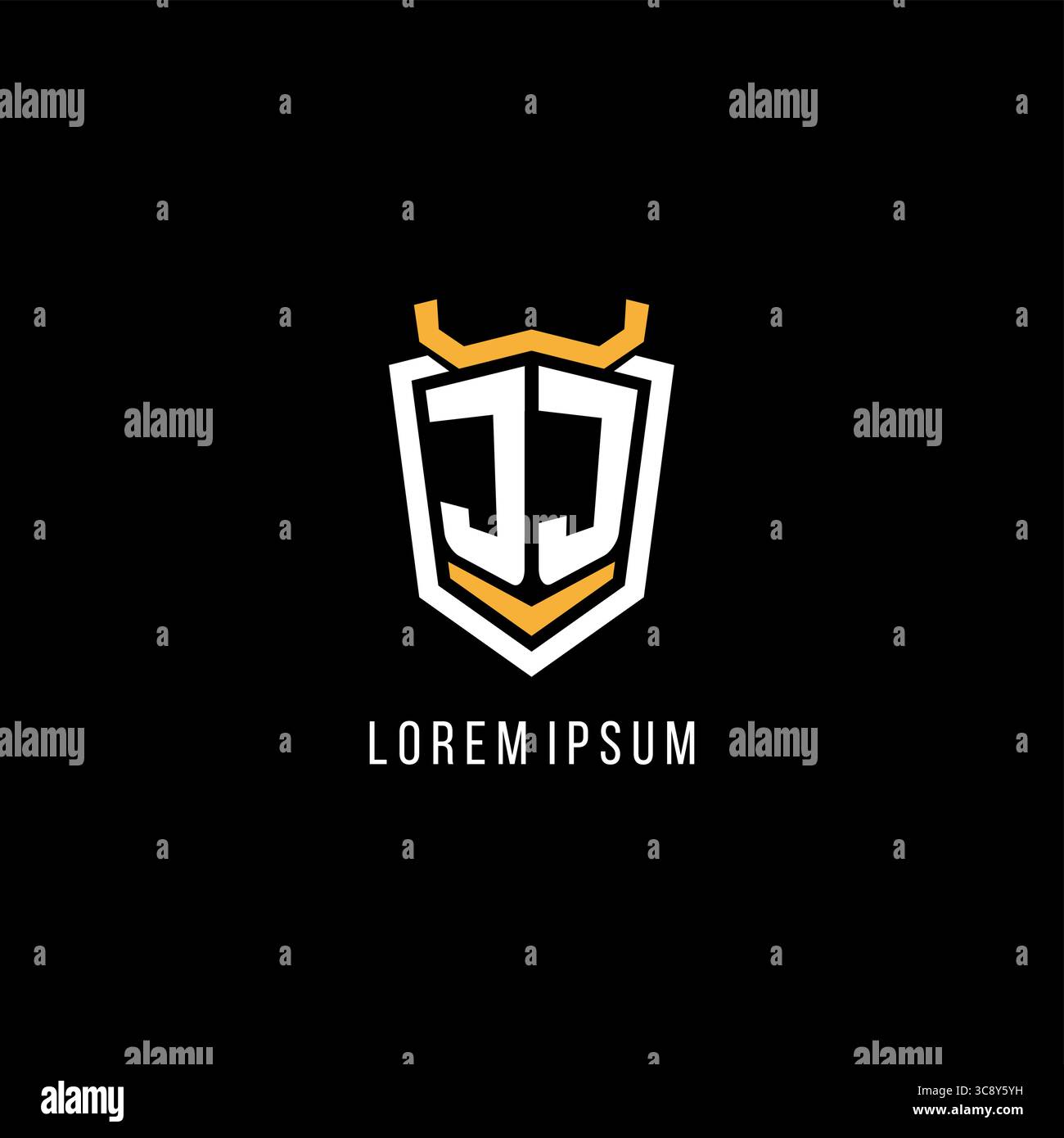 Initial JJ geometric shield esport logo monogram design style vector graphic Stock Vector
