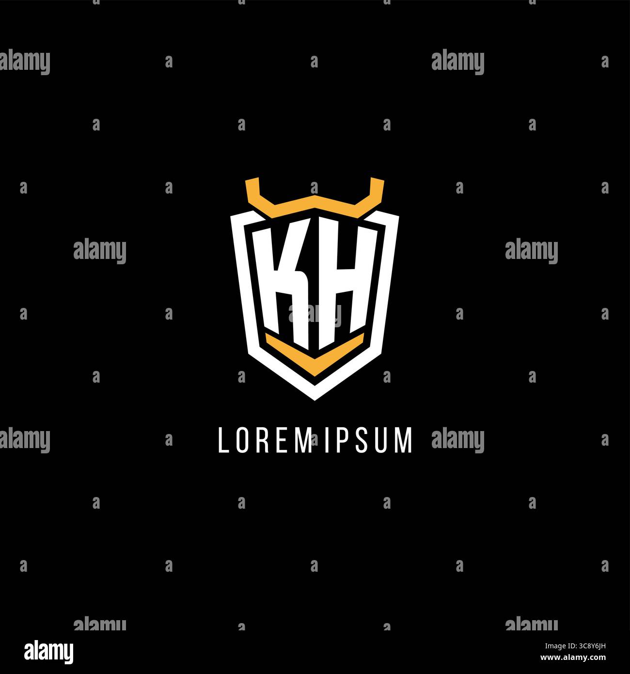Initial KH geometric shield esport logo monogram design style vector graphic Stock Vector