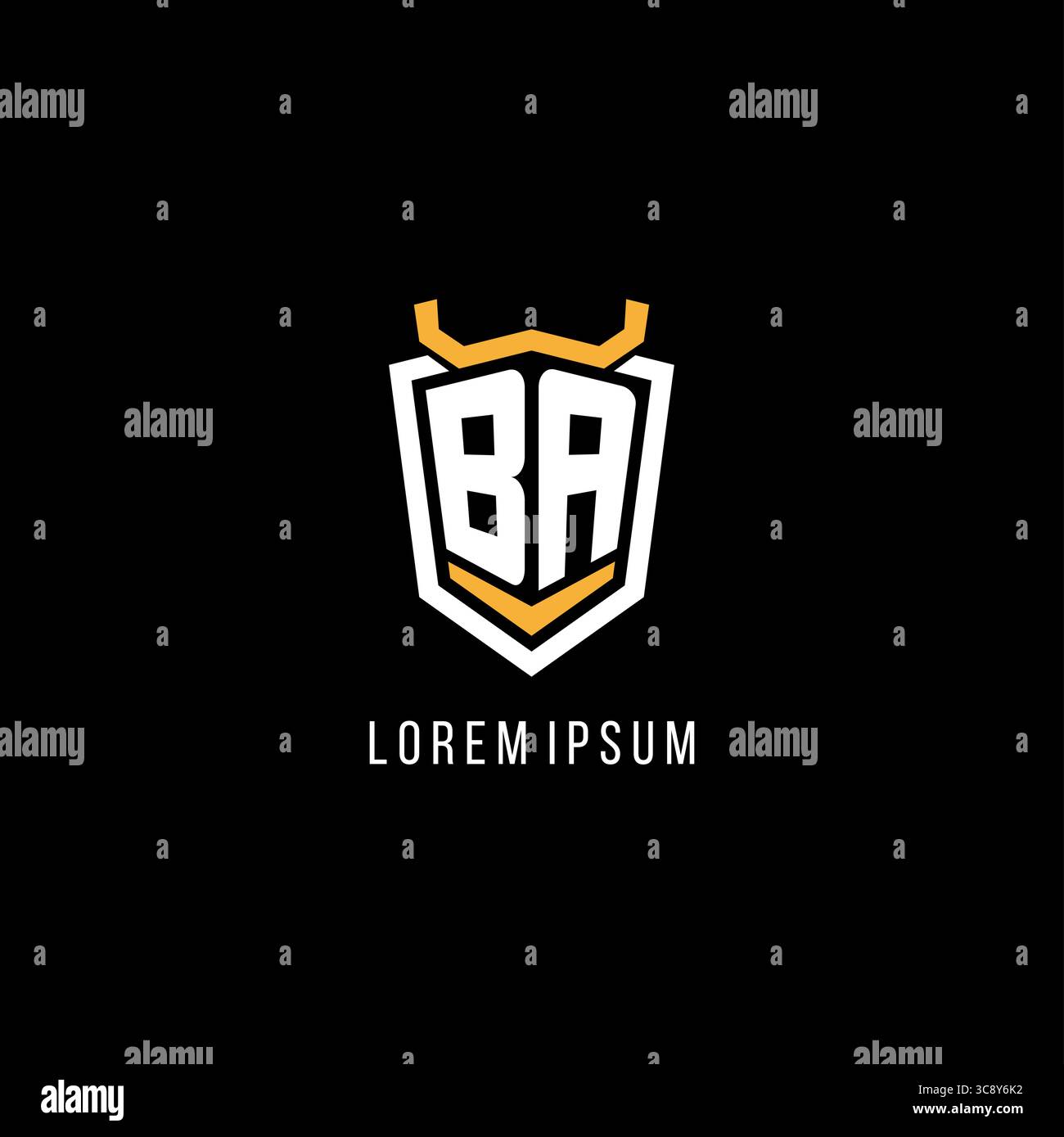 Initial BA geometric shield esport logo monogram design style vector graphic Stock Vector