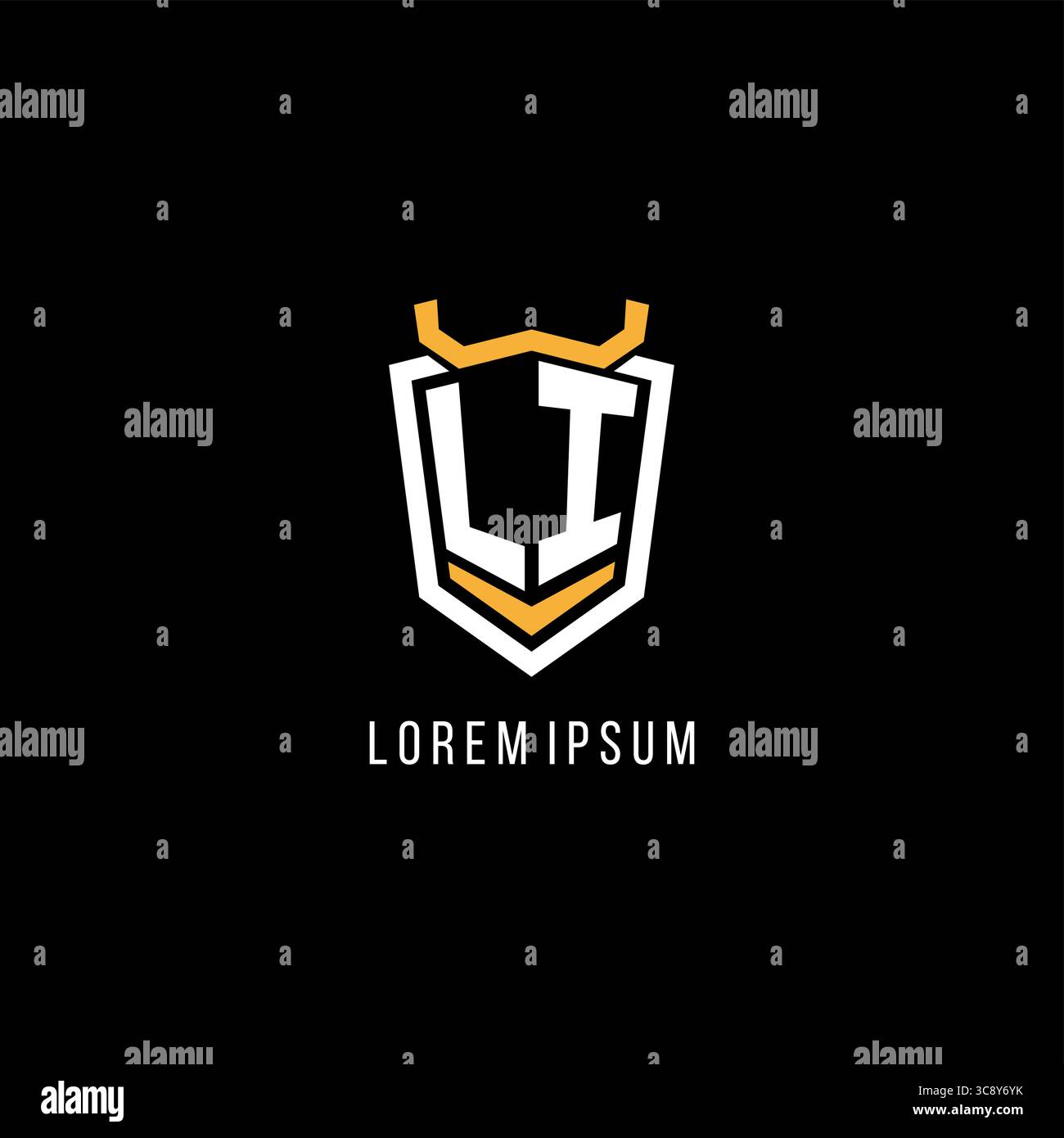 Initial LI geometric shield esport logo monogram design style vector graphic Stock Vector