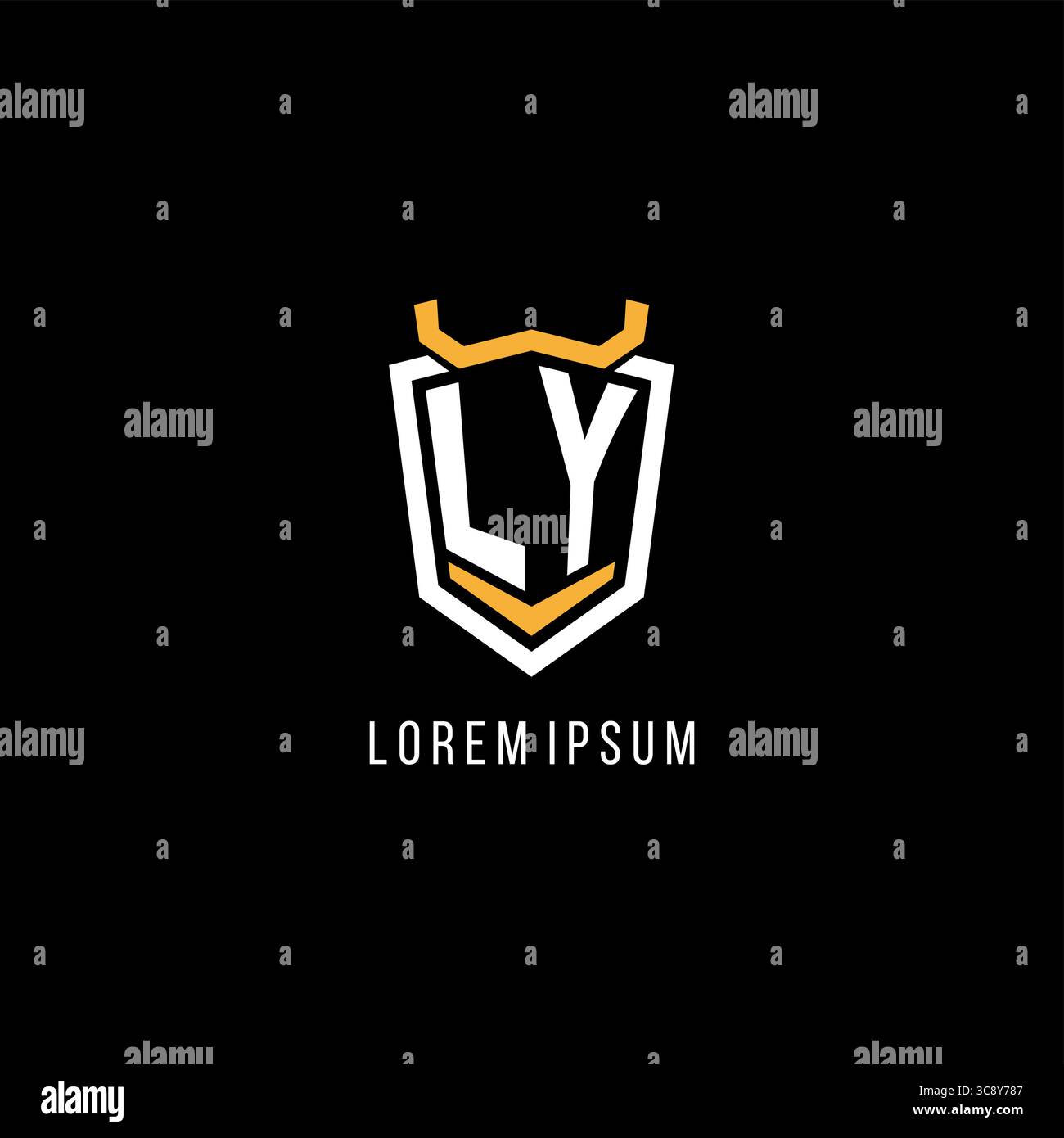 Initial LY geometric shield esport logo monogram design style vector graphic Stock Vector