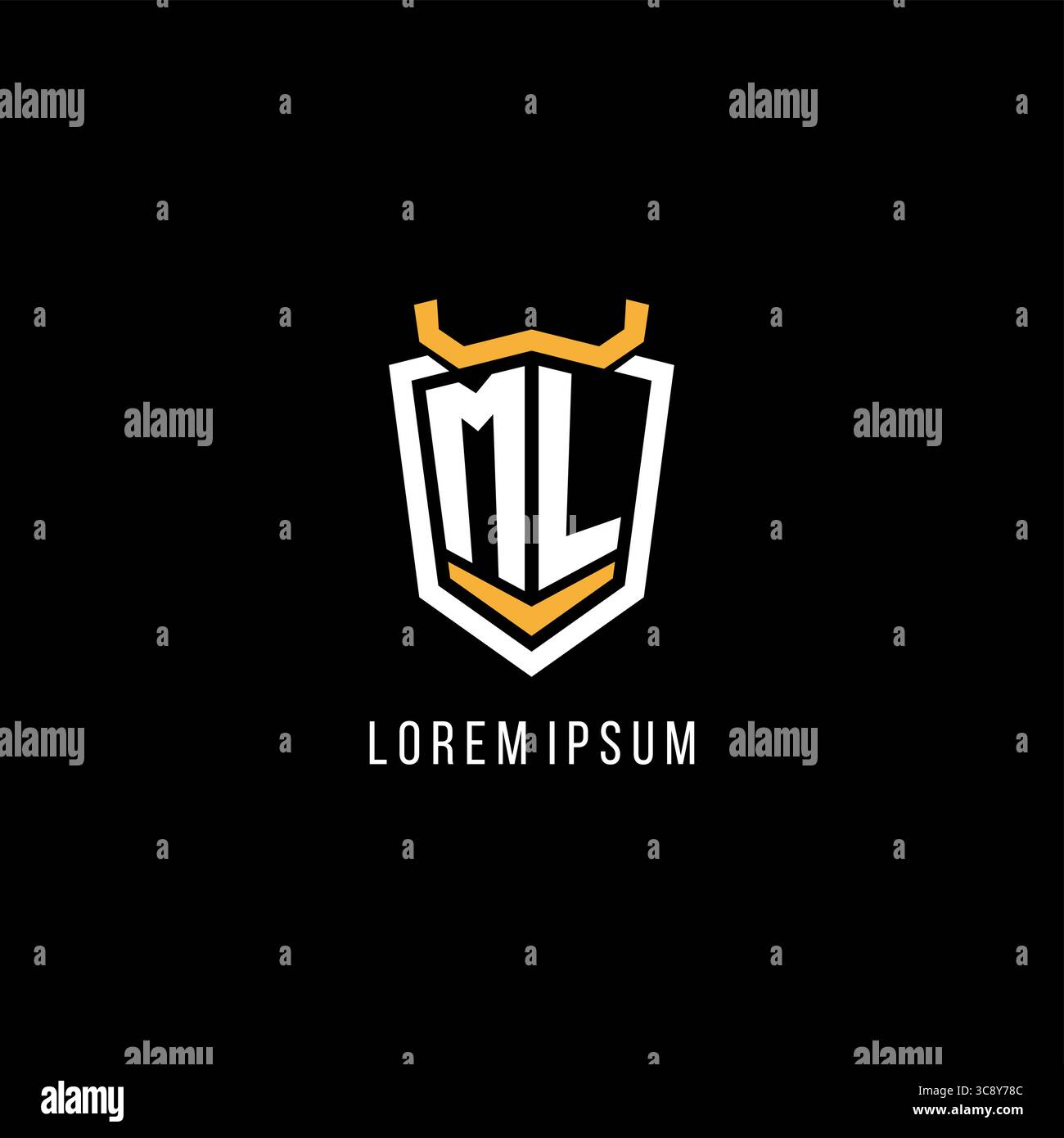 Initial ML geometric shield esport logo monogram design style vector graphic Stock Vector