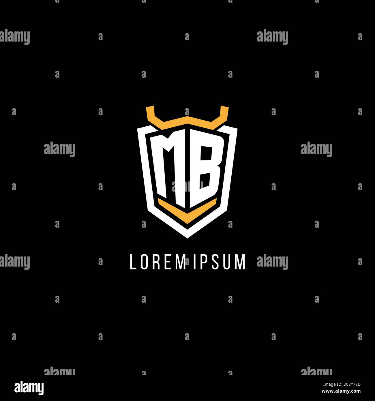 Initial MB geometric shield esport logo monogram design style vector graphic Stock Vector