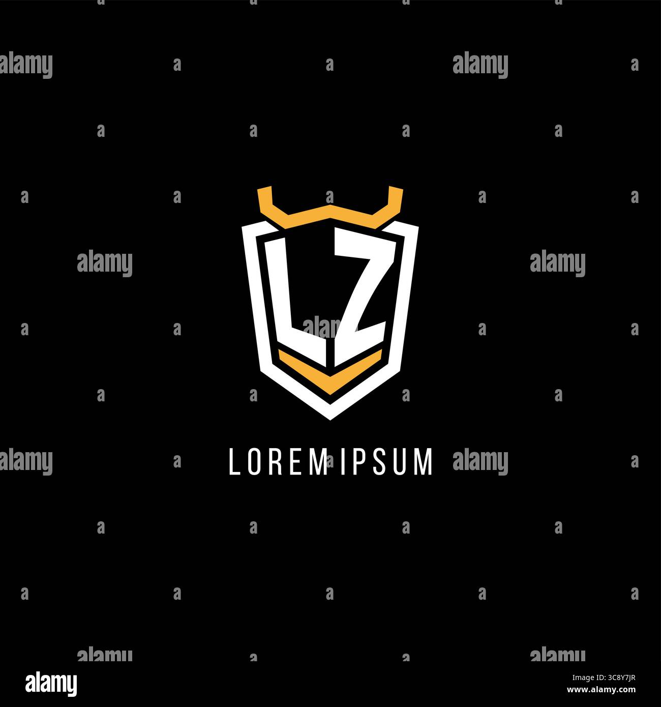 Initial LZ geometric shield esport logo monogram design style vector graphic Stock Vector