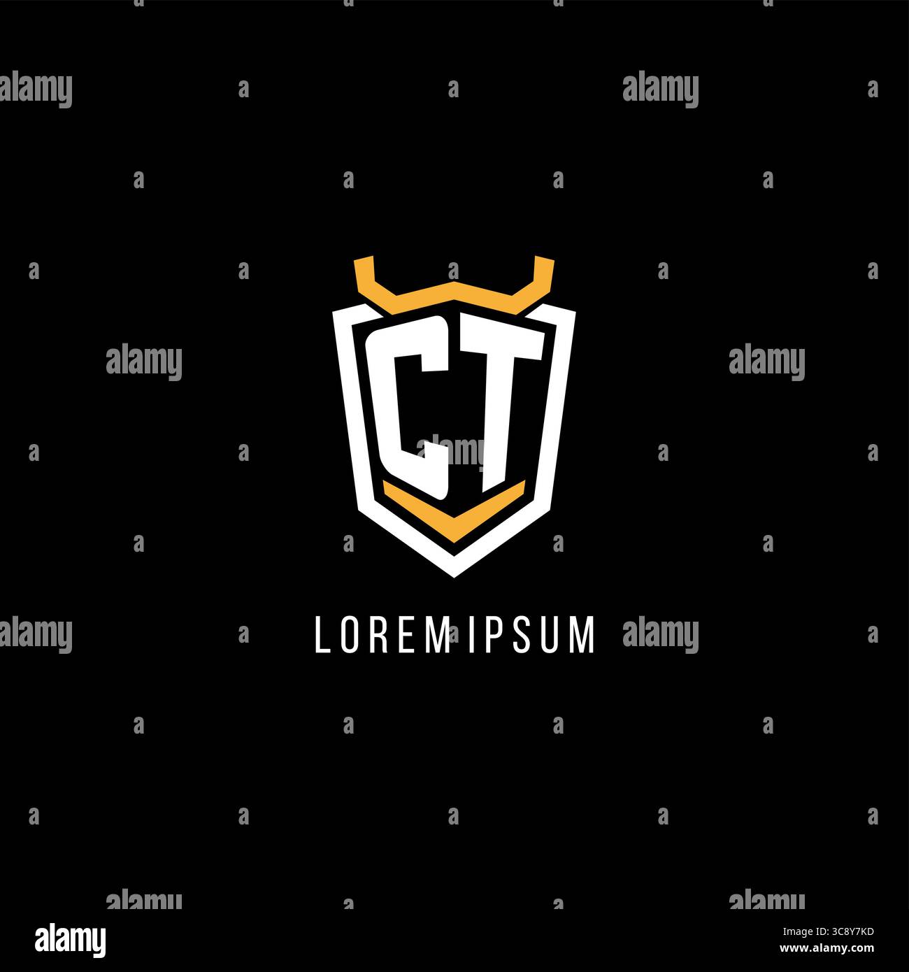 Initial CT geometric shield esport logo monogram design style vector graphic Stock Vector