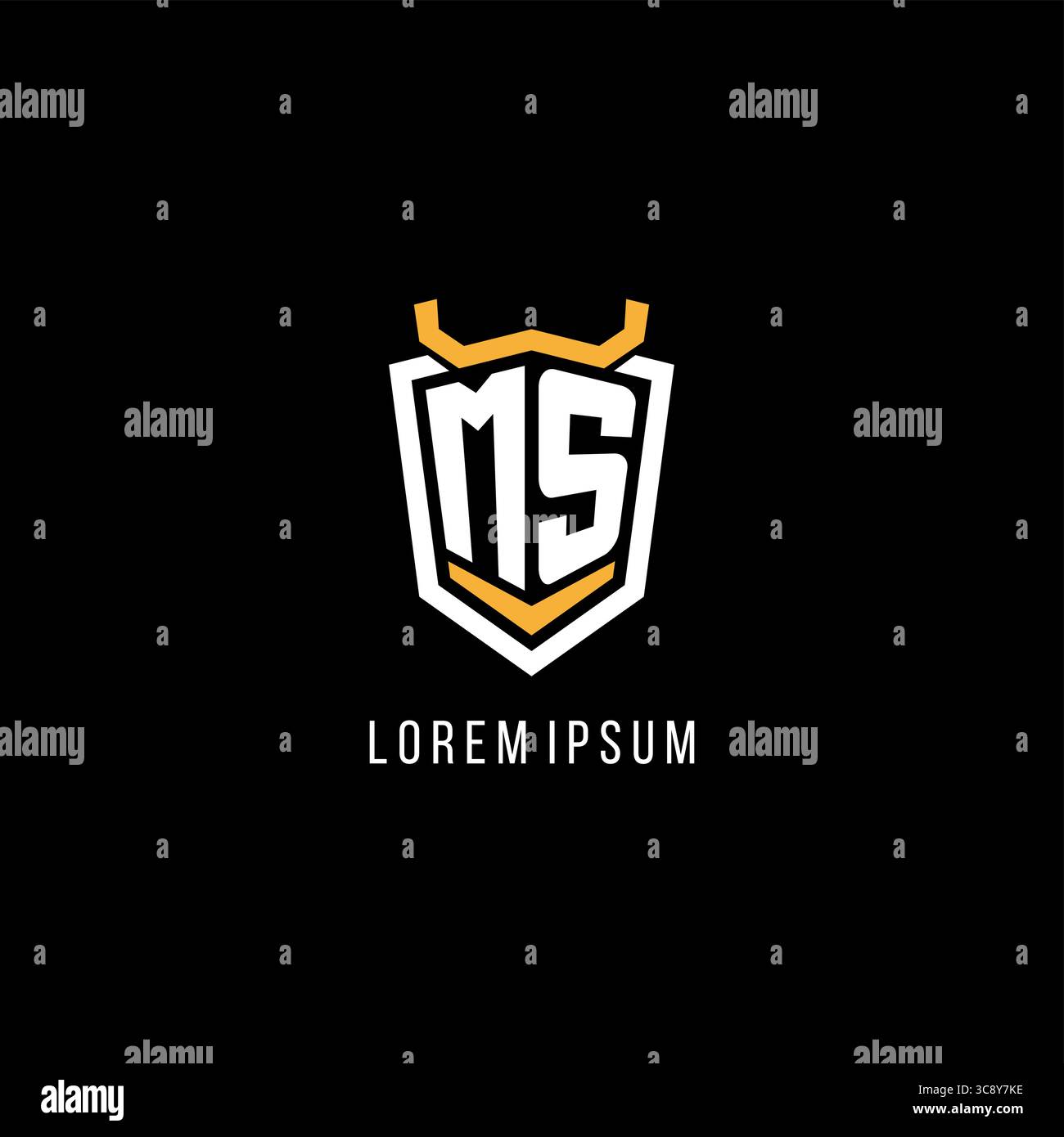 Initial MS geometric shield esport logo monogram design style vector graphic Stock Vector
