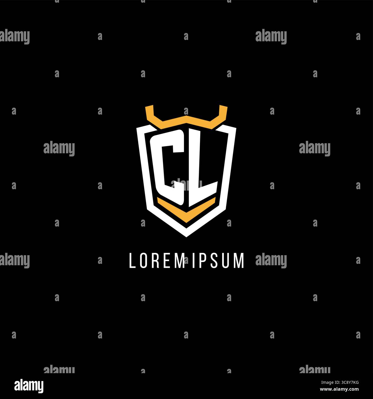 Initial CL geometric shield esport logo monogram design style vector graphic Stock Vector