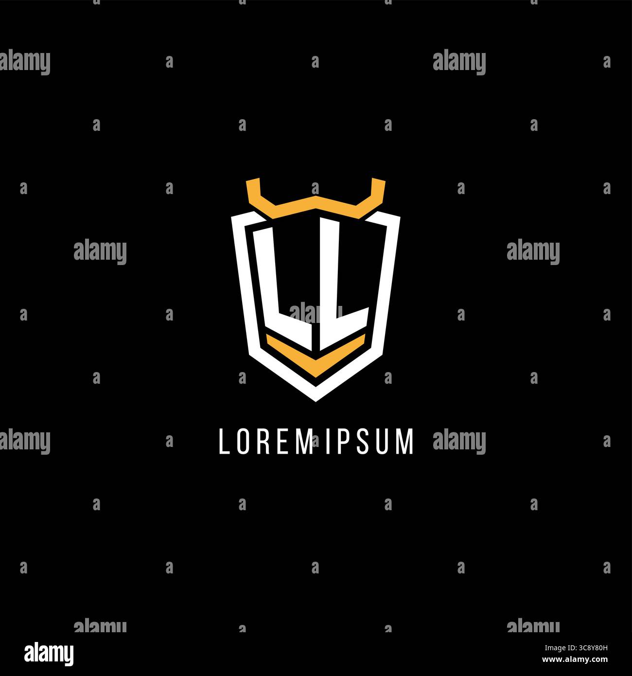 Initial LL geometric shield esport logo monogram design style vector graphic Stock Vector