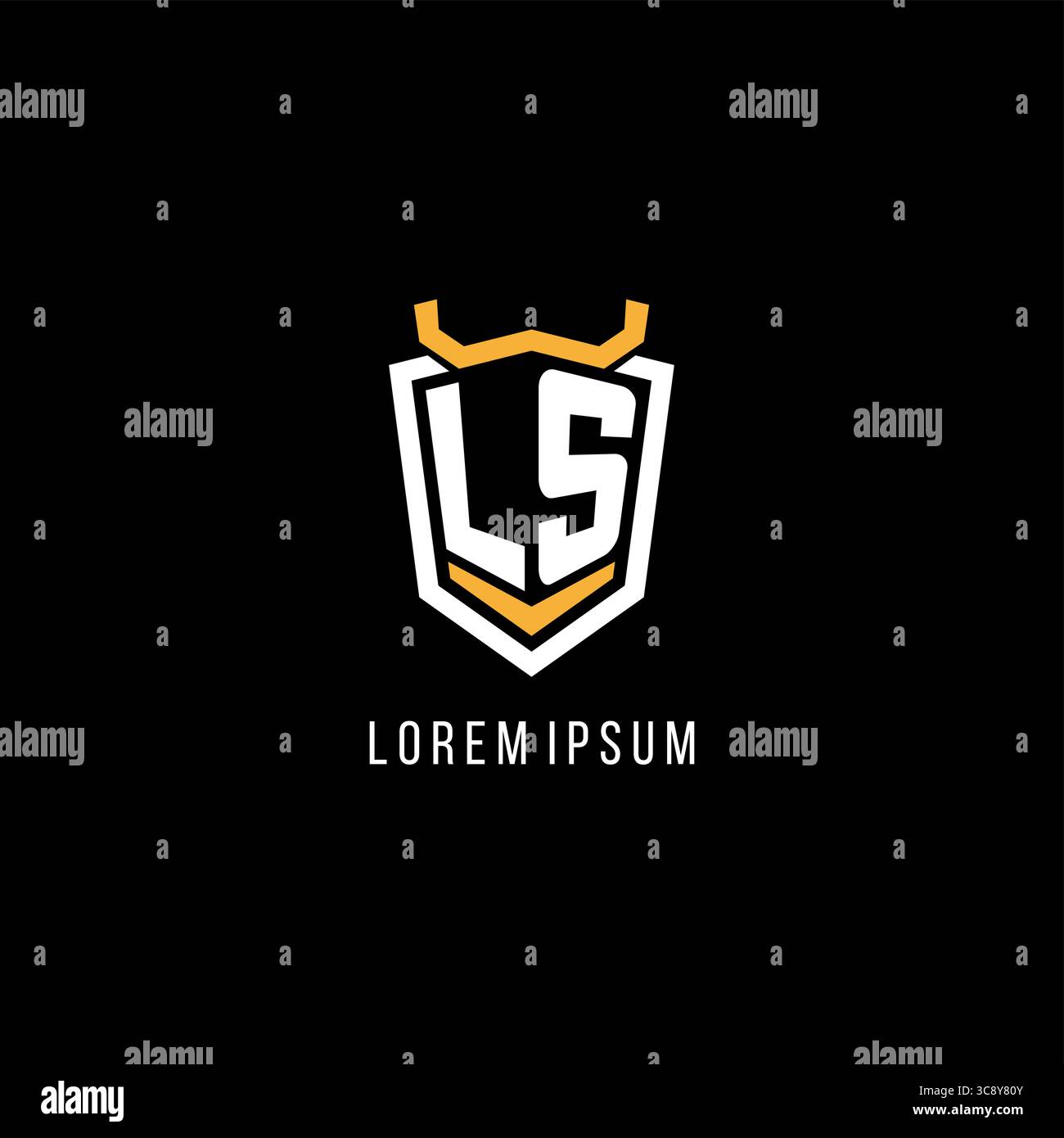 Initial LS geometric shield esport logo monogram design style vector graphic Stock Vector