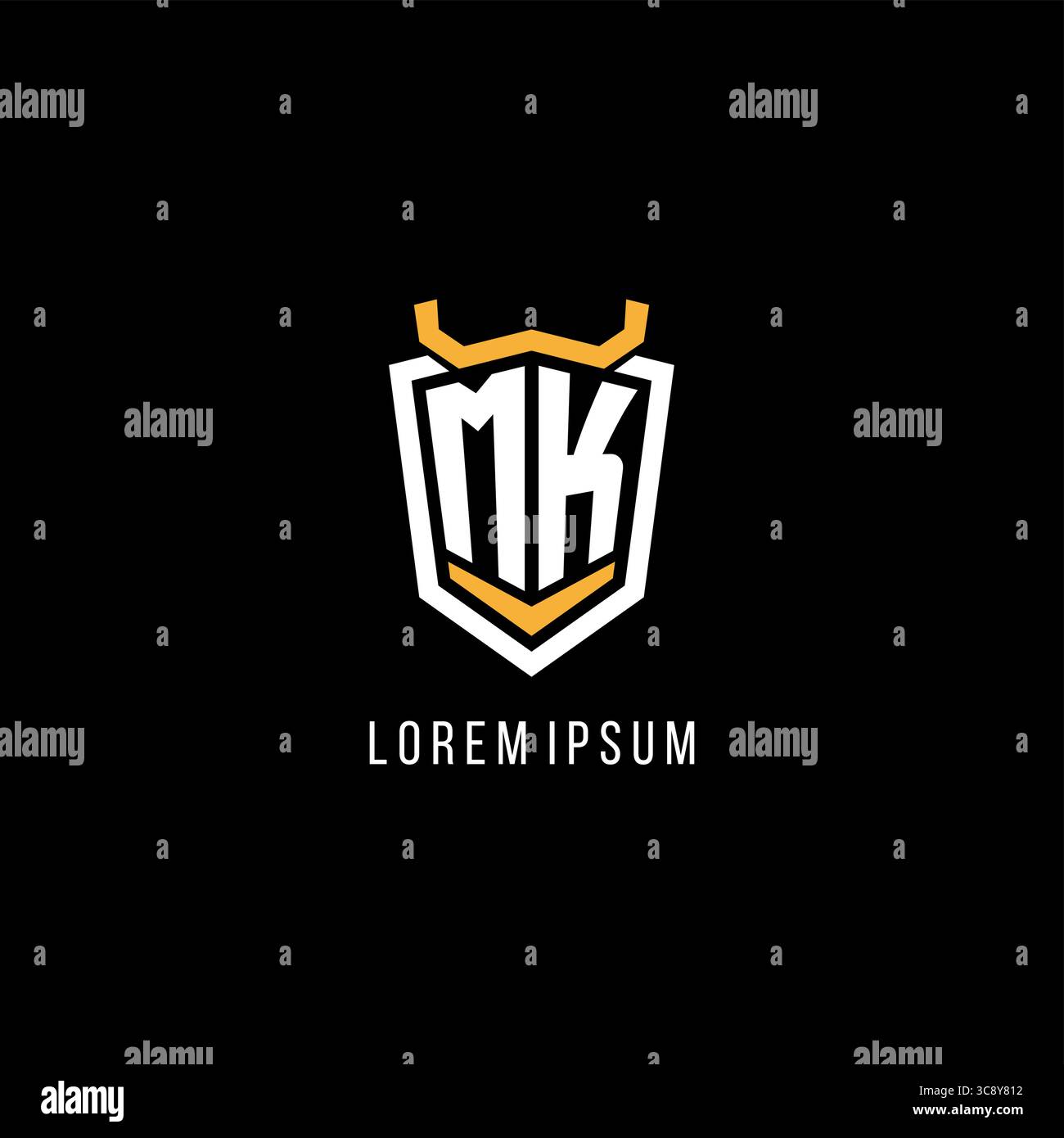 Initial MK geometric shield esport logo monogram design style vector graphic Stock Vector
