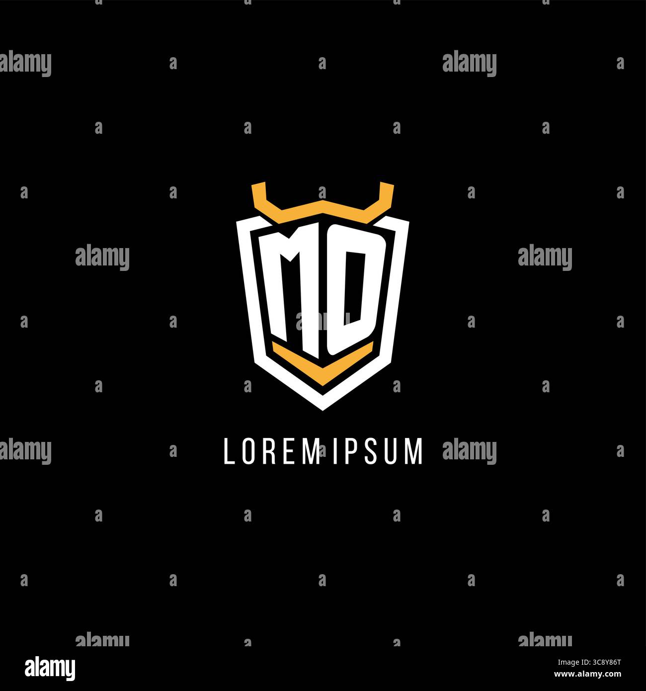 Initial MO geometric shield esport logo monogram design style vector graphic Stock Vector