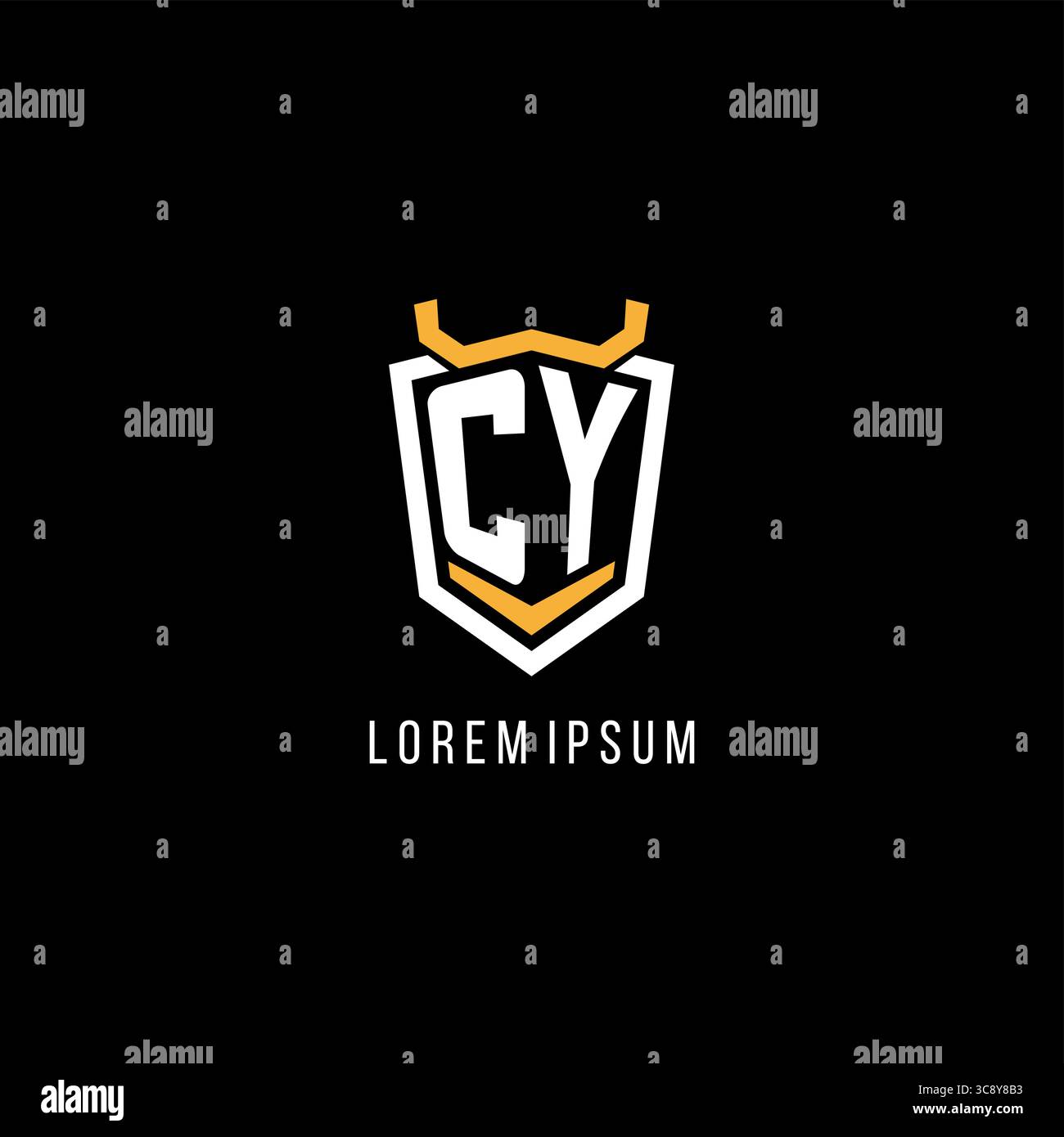 Initial CY geometric shield esport logo monogram design style vector graphic Stock Vector