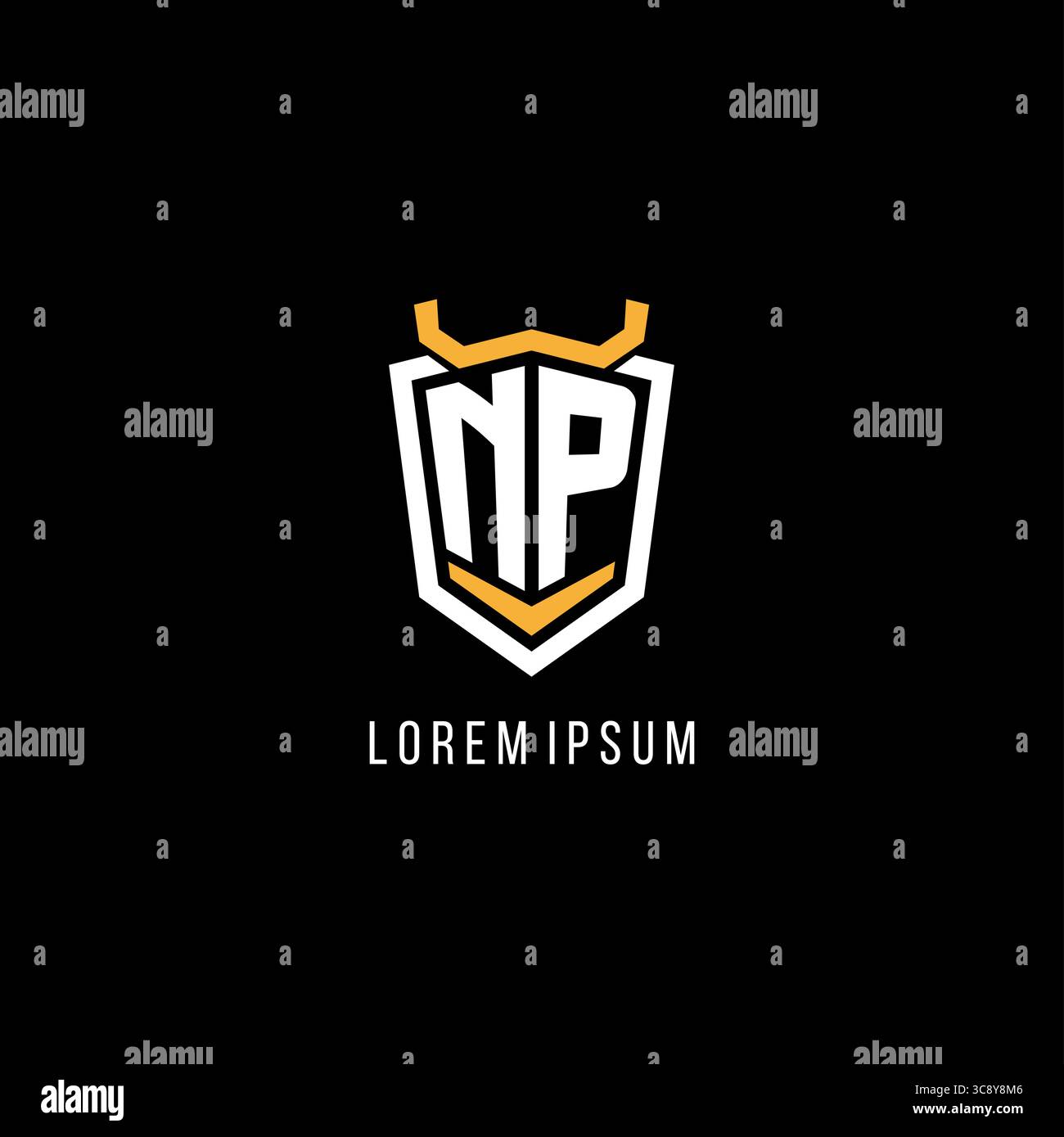Initial NP geometric shield esport logo monogram design style vector graphic Stock Vector