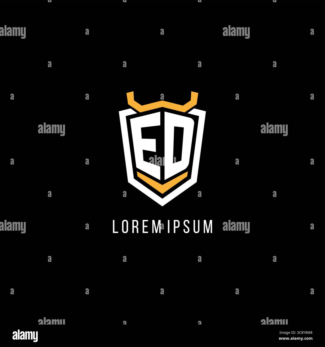 Initial ED geometric shield esport logo monogram design style vector graphic Stock Vector