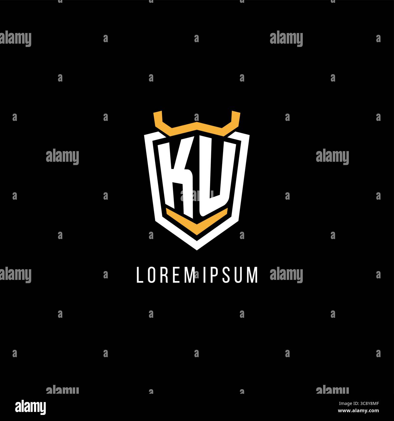 Initial KU geometric shield esport logo monogram design style vector graphic Stock Vector
