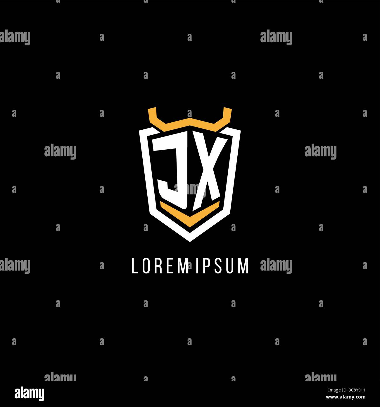 Initial JX geometric shield esport logo monogram design style vector graphic Stock Vector
