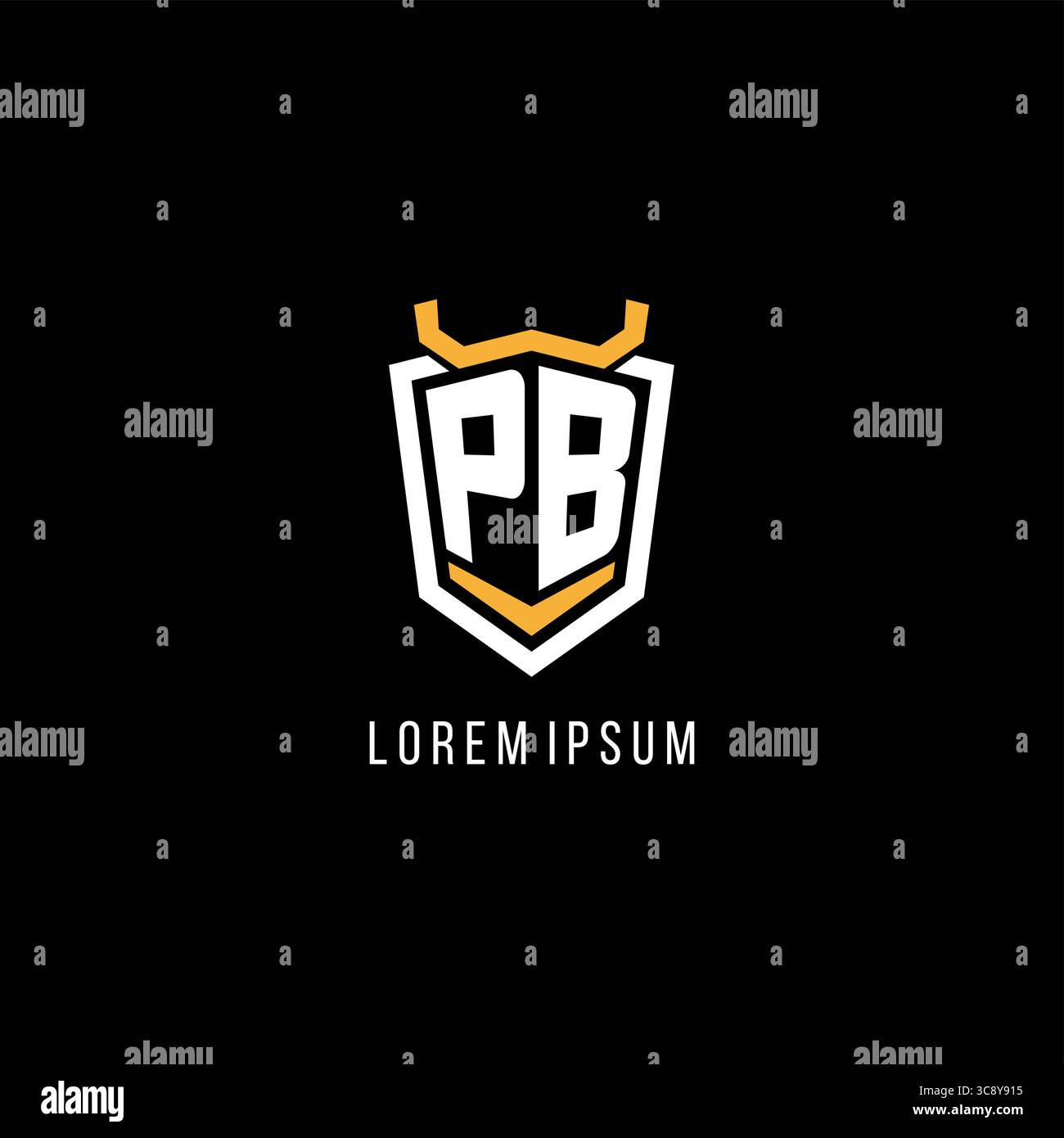 Initial PB geometric shield esport logo monogram design style vector graphic Stock Vector