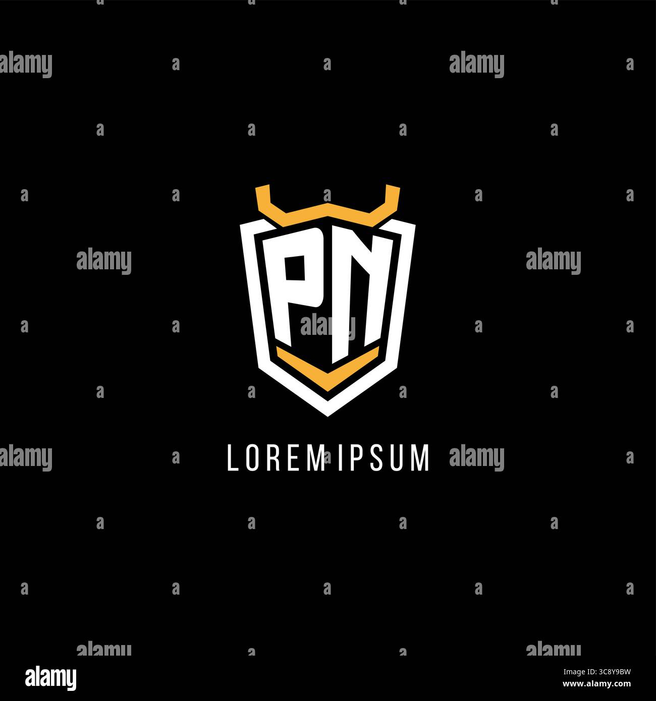 Initial PN geometric shield esport logo monogram design style vector graphic Stock Vector