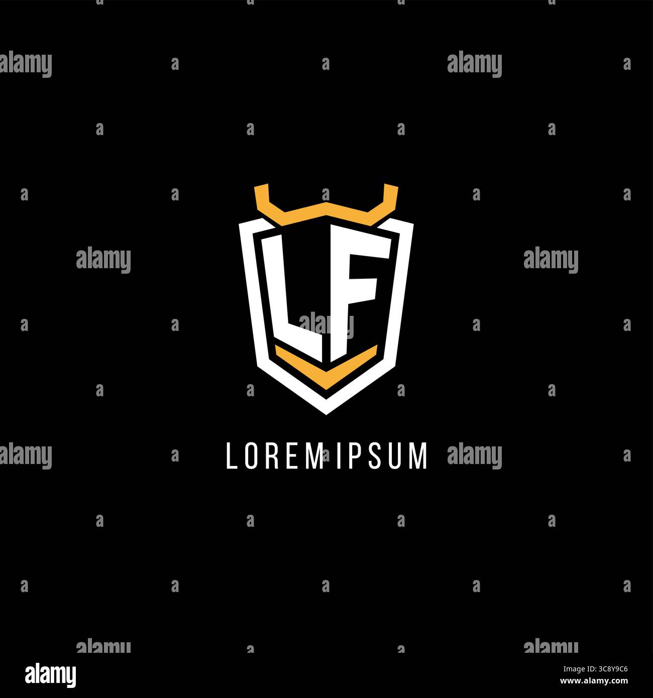 Initial LF geometric shield esport logo monogram design style vector graphic Stock Vector