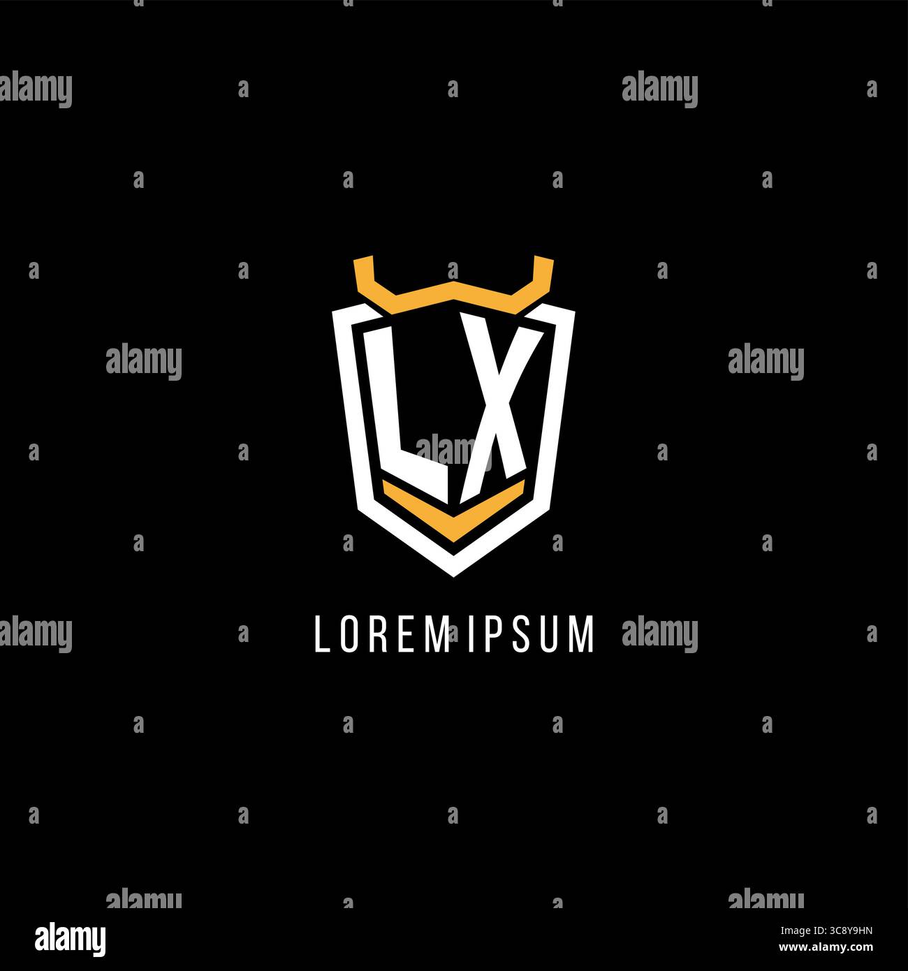Initial LX geometric shield esport logo monogram design style vector graphic Stock Vector