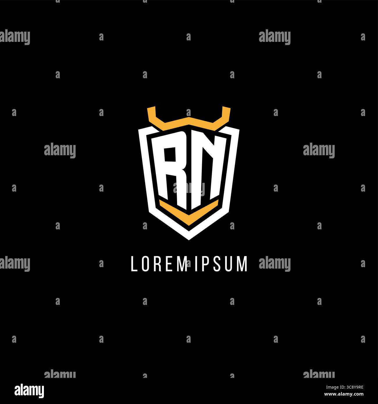 Initial RN geometric shield esport logo monogram design style vector graphic Stock Vector