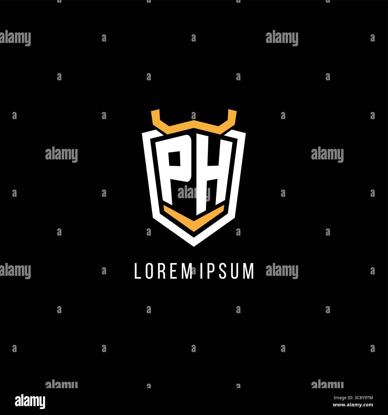 Initial PH geometric shield esport logo monogram design style vector graphic Stock Vector