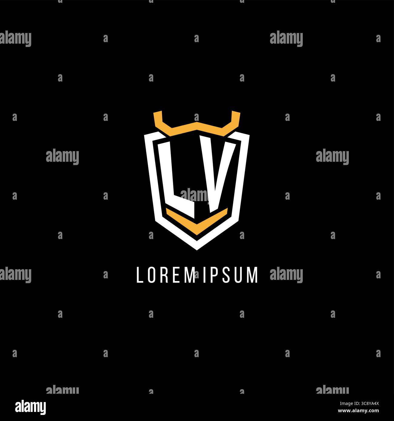 Initial LV geometric shield esport logo monogram design style vector graphic Stock Vector