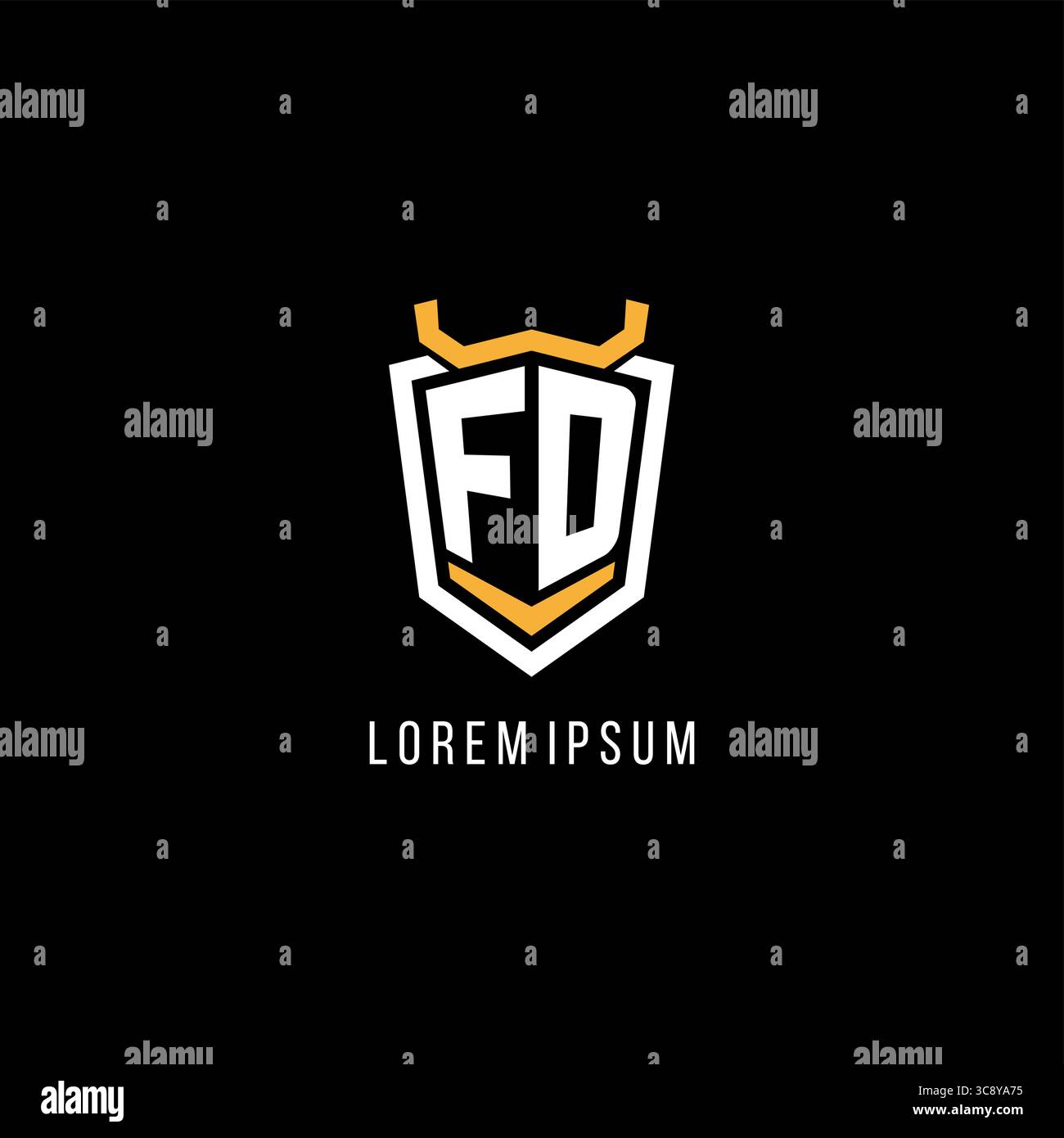 Initial FD geometric shield esport logo monogram design style vector graphic Stock Vector