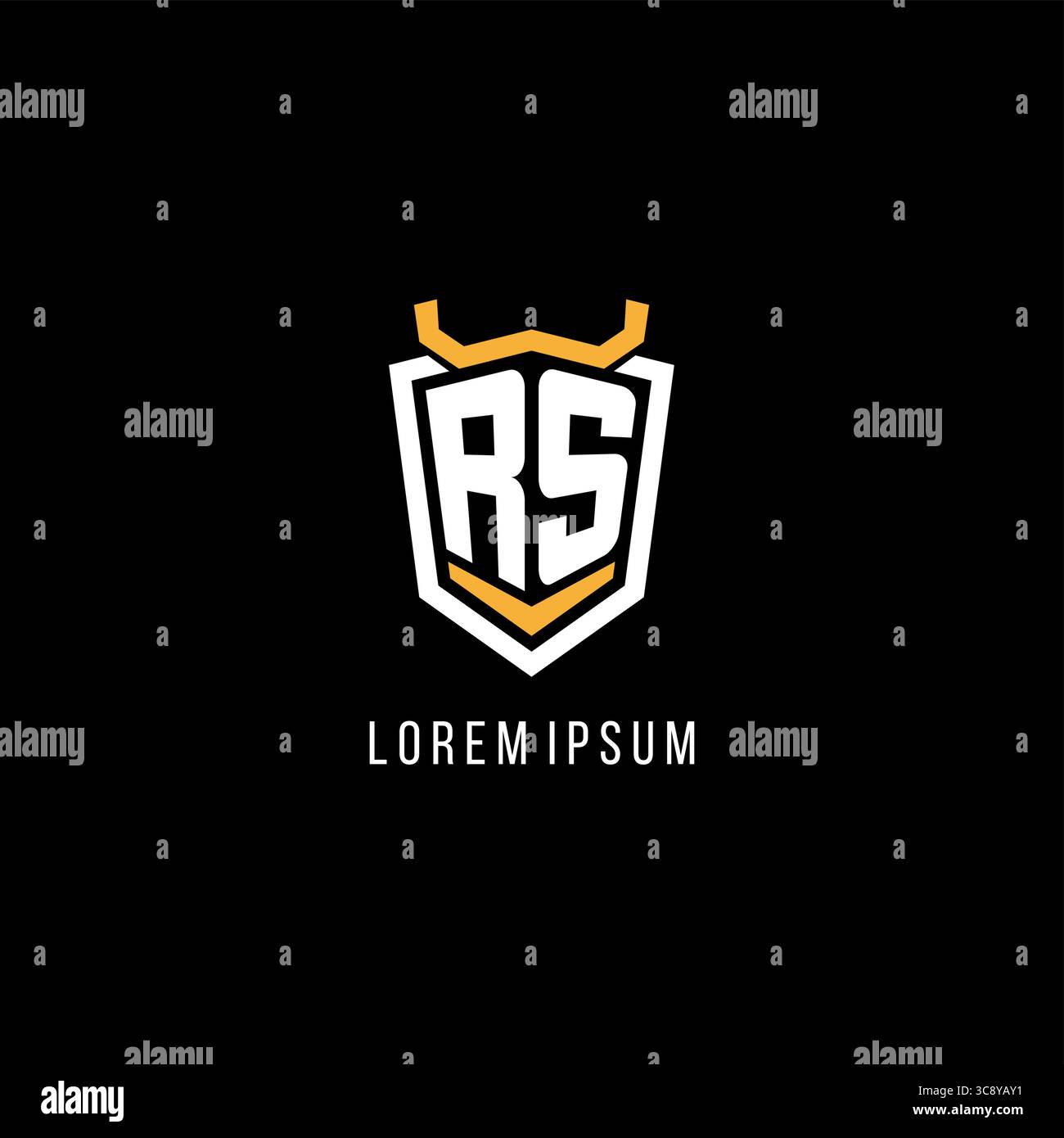 Initial RS geometric shield esport logo monogram design style vector graphic Stock Vector