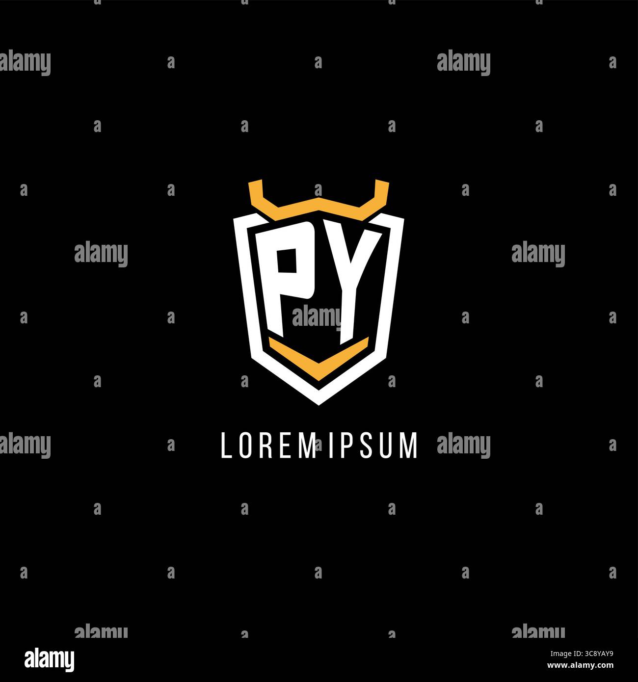 Initial PY geometric shield esport logo monogram design style vector graphic Stock Vector