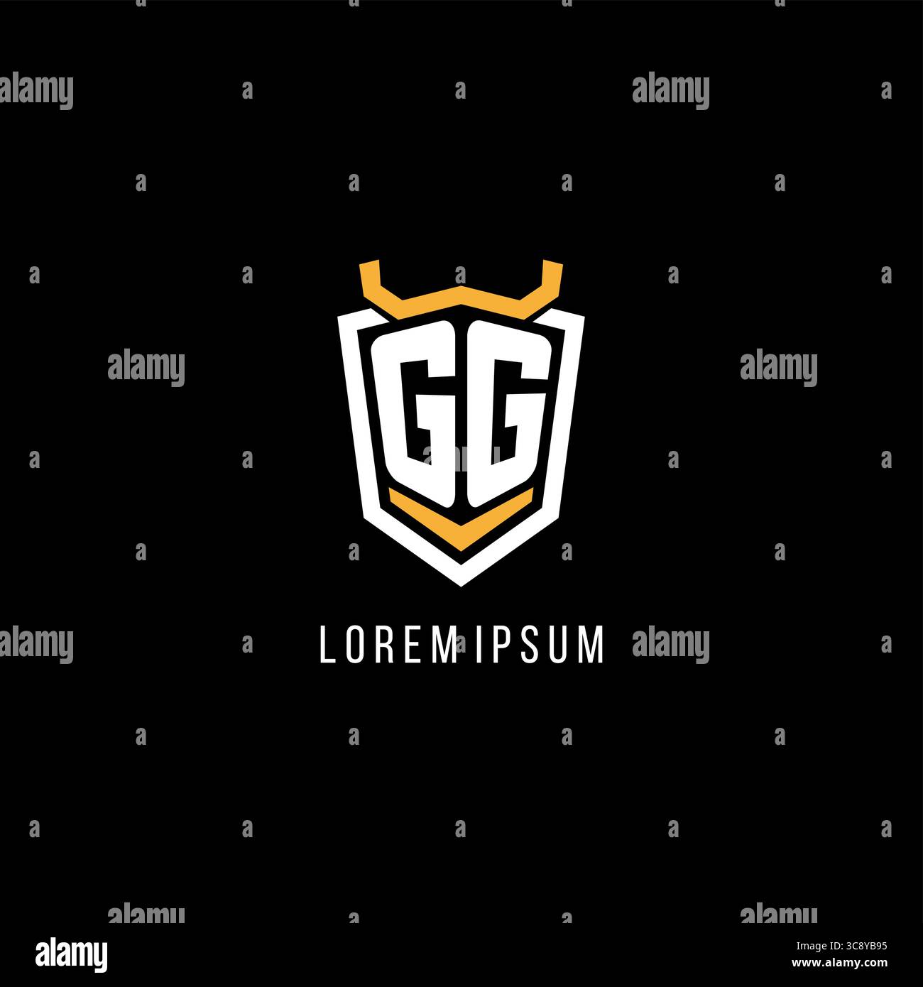 Initial GG geometric shield esport logo monogram design style vector graphic Stock Vector