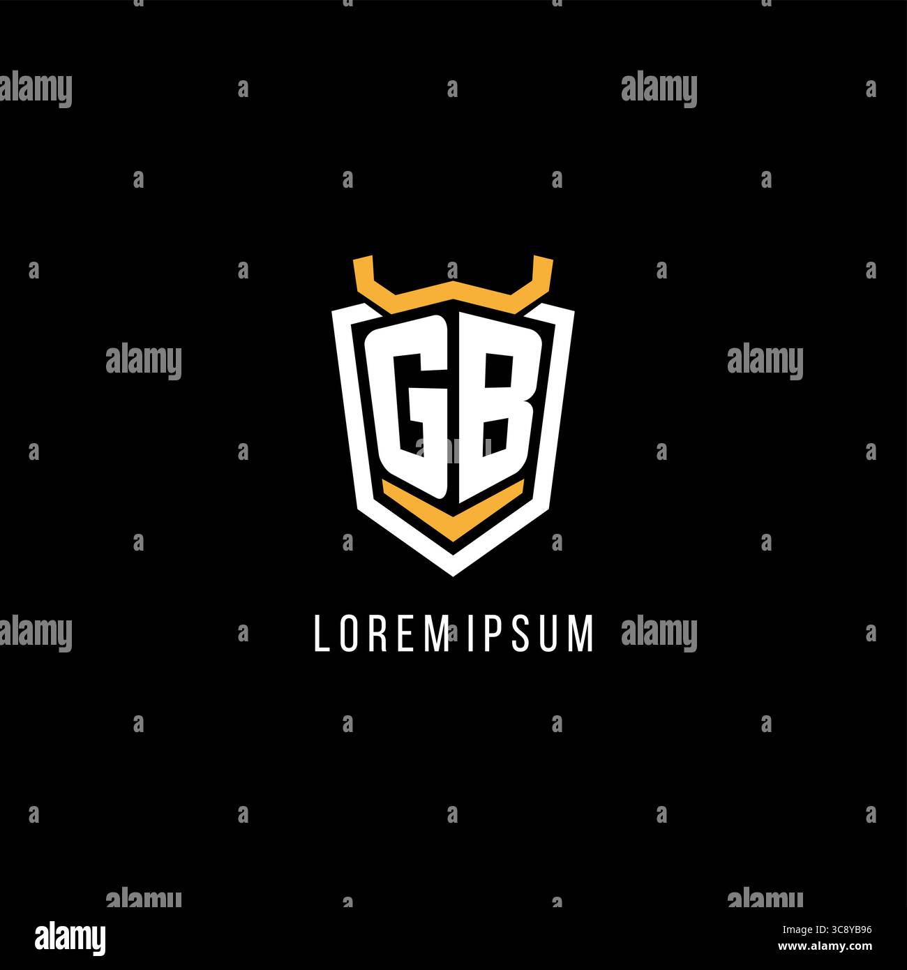 Initial GB geometric shield esport logo monogram design style vector graphic Stock Vector