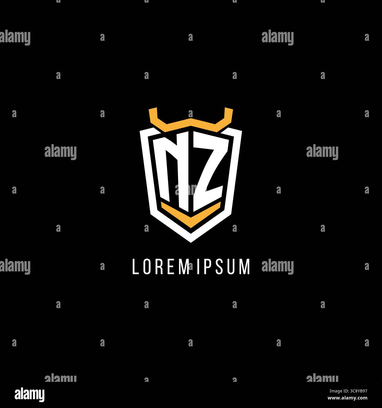 Initial NZ geometric shield esport logo monogram design style vector graphic Stock Vector
