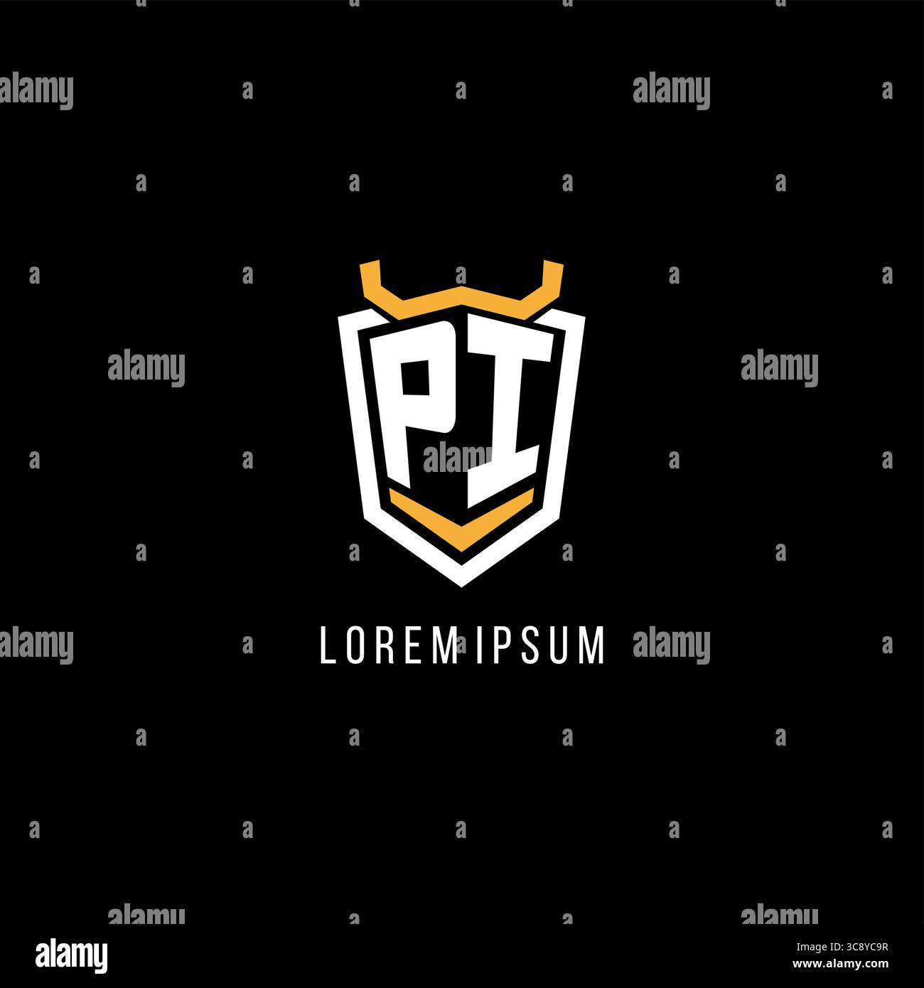 Initial PI geometric shield esport logo monogram design style vector graphic Stock Vector