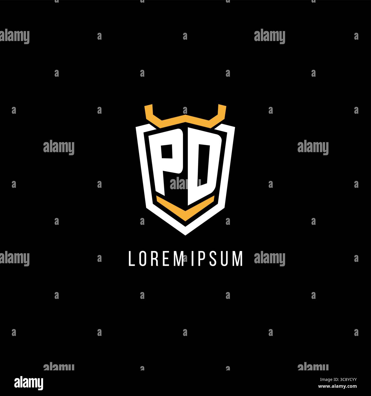 Initial PD geometric shield esport logo monogram design style vector graphic Stock Vector