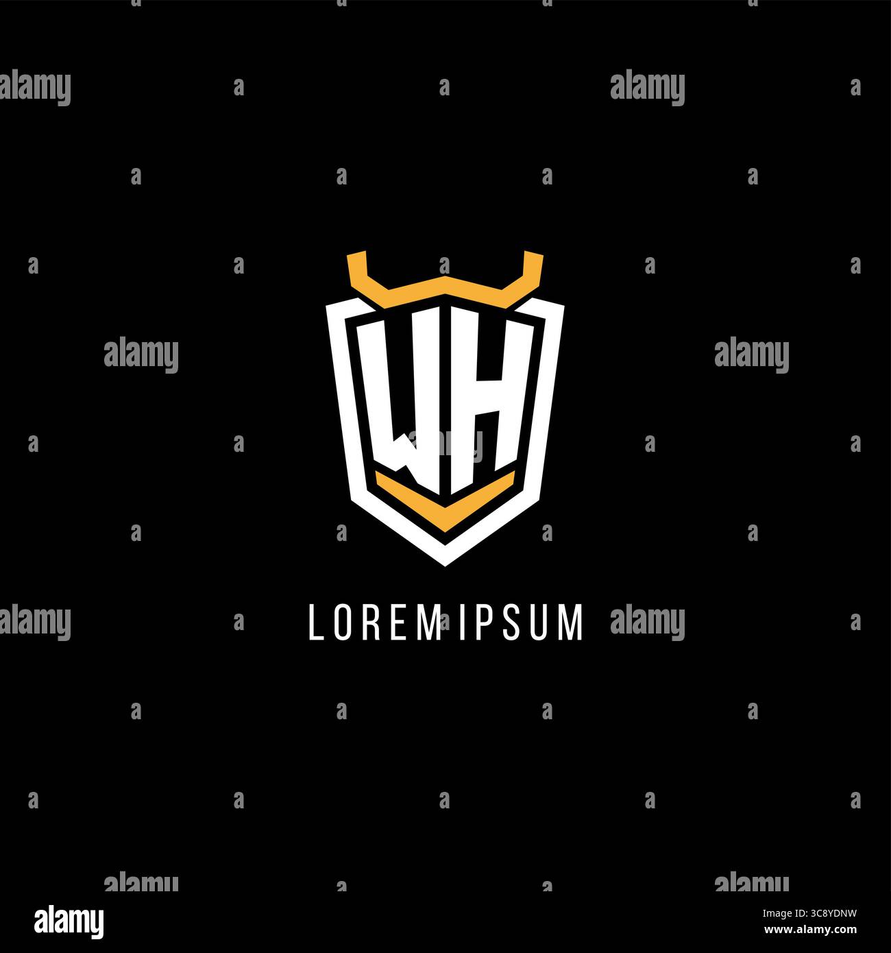 Initial WH geometric shield esport logo monogram design style vector graphic Stock Vector