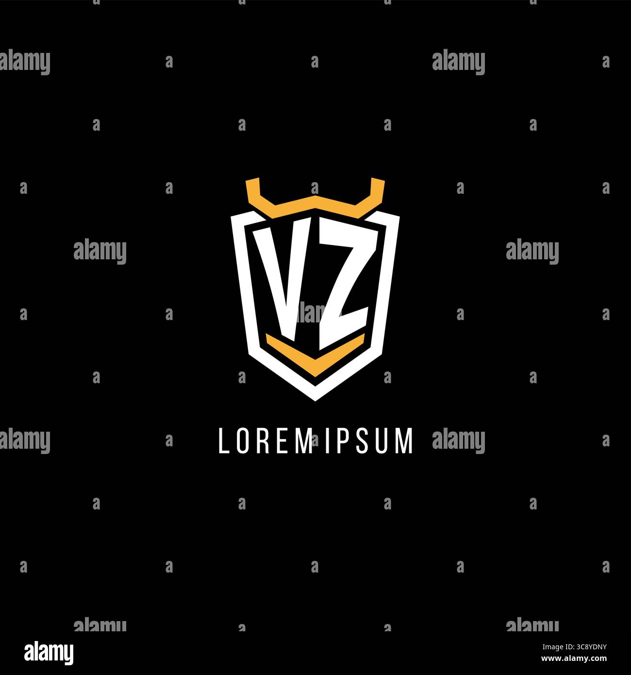 Initial VZ geometric shield esport logo monogram design style vector graphic Stock Vector