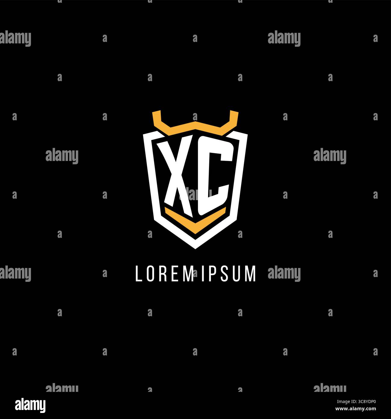 Initial XC geometric shield esport logo monogram design style vector graphic Stock Vector