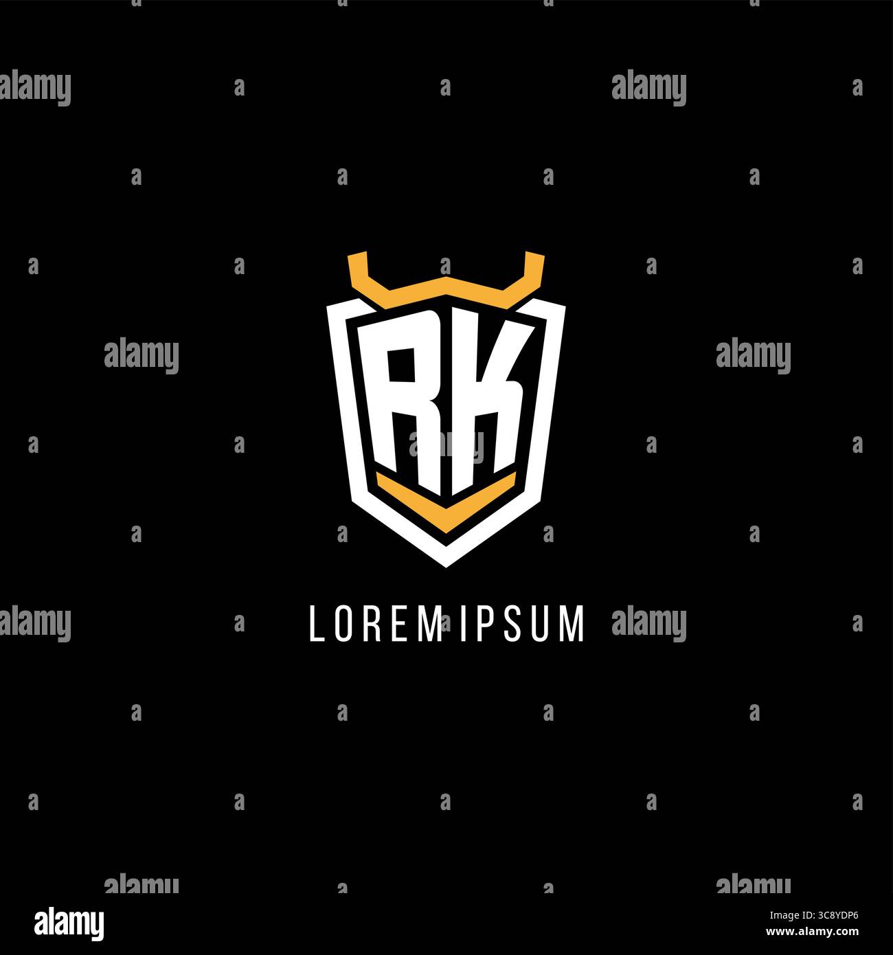 Initial RK geometric shield esport logo monogram design style vector graphic Stock Vector