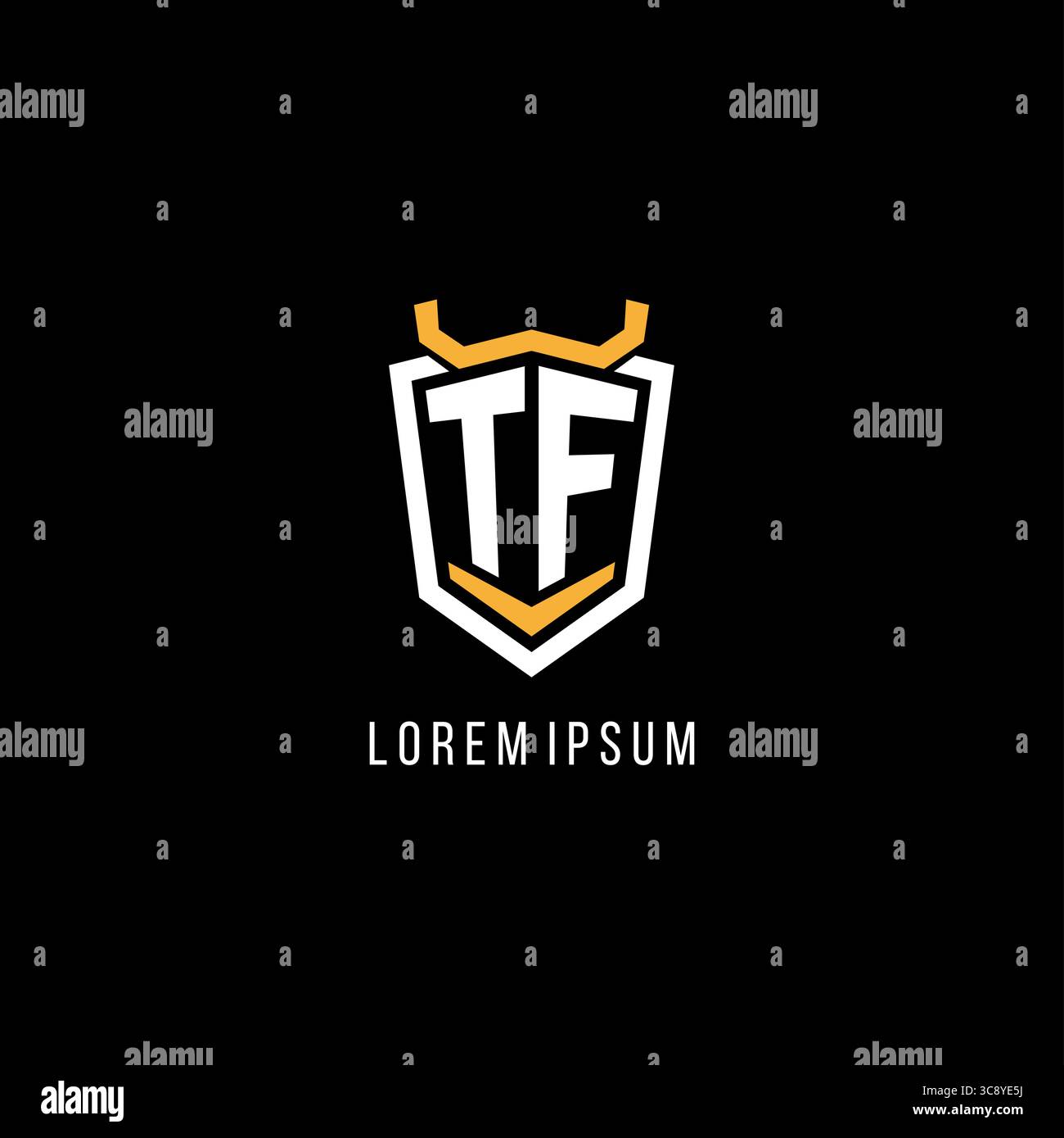 Initial TF geometric shield esport logo monogram design style vector graphic Stock Vector