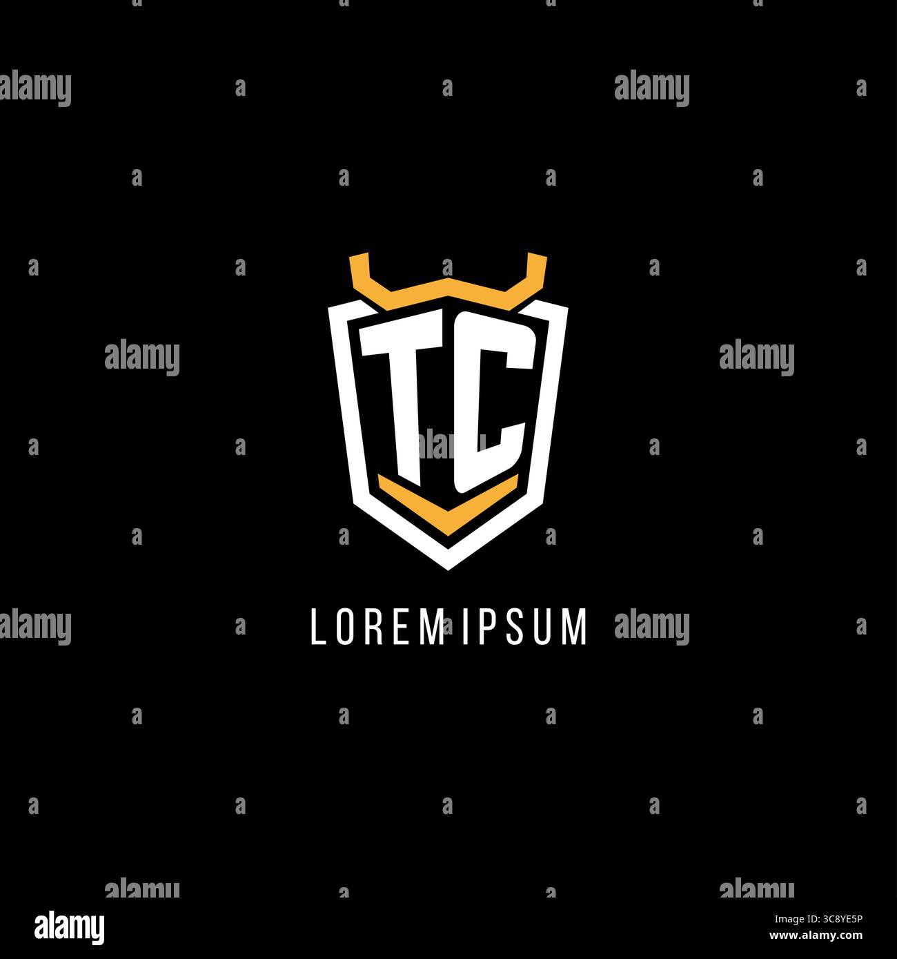 Initial TC geometric shield esport logo monogram design style vector graphic Stock Vector