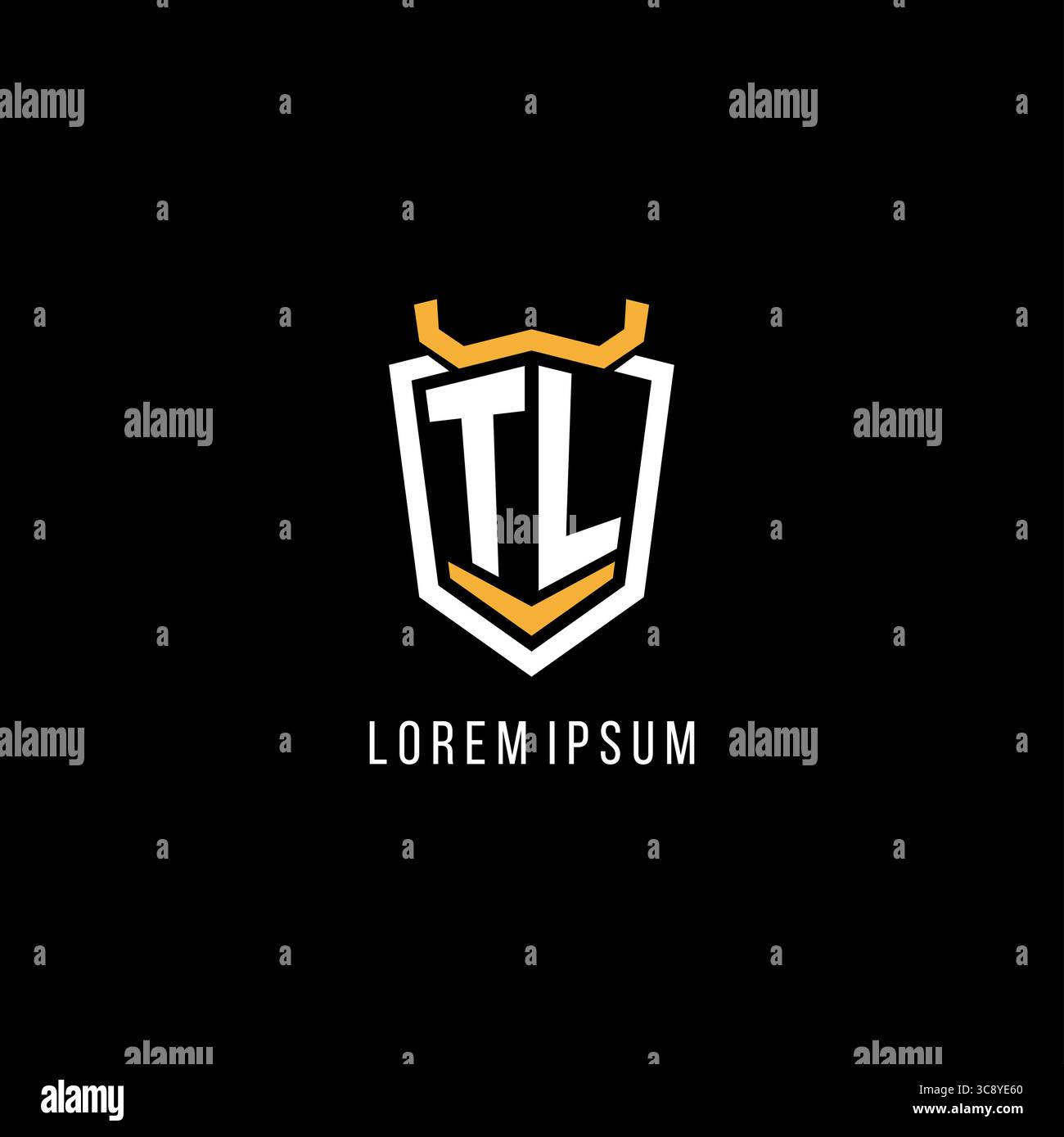 Initial TL geometric shield esport logo monogram design style vector graphic Stock Vector