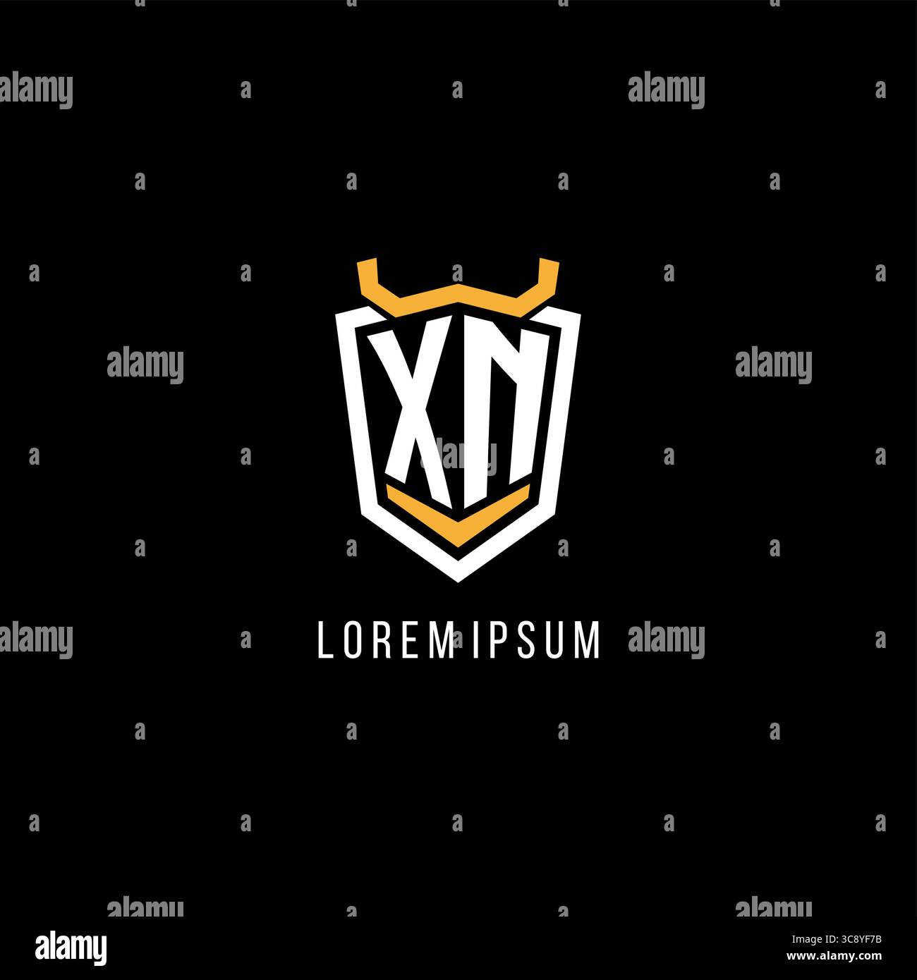 Initial XN geometric shield esport logo monogram design style vector graphic Stock Vector
