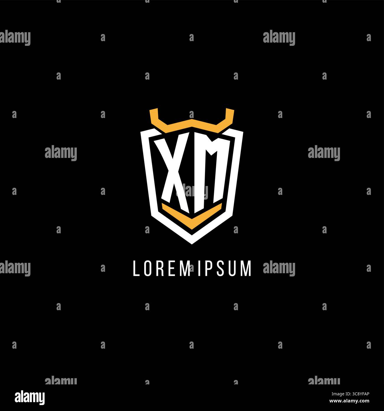 Initial XM geometric shield esport logo monogram design style vector graphic Stock Vector