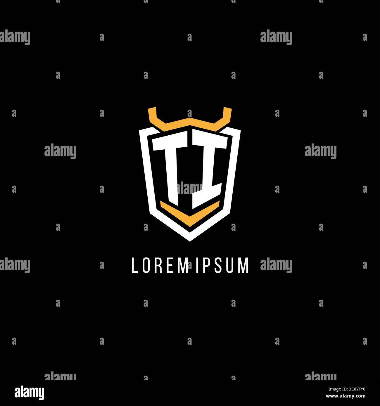 Initial TI geometric shield esport logo monogram design style vector graphic Stock Vector